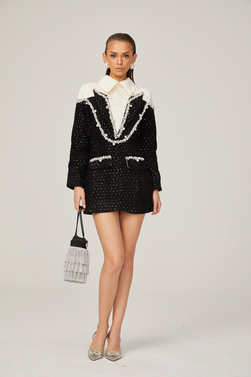 Μίνι Φόρεμα Éléonore Faux Pearl Tweed