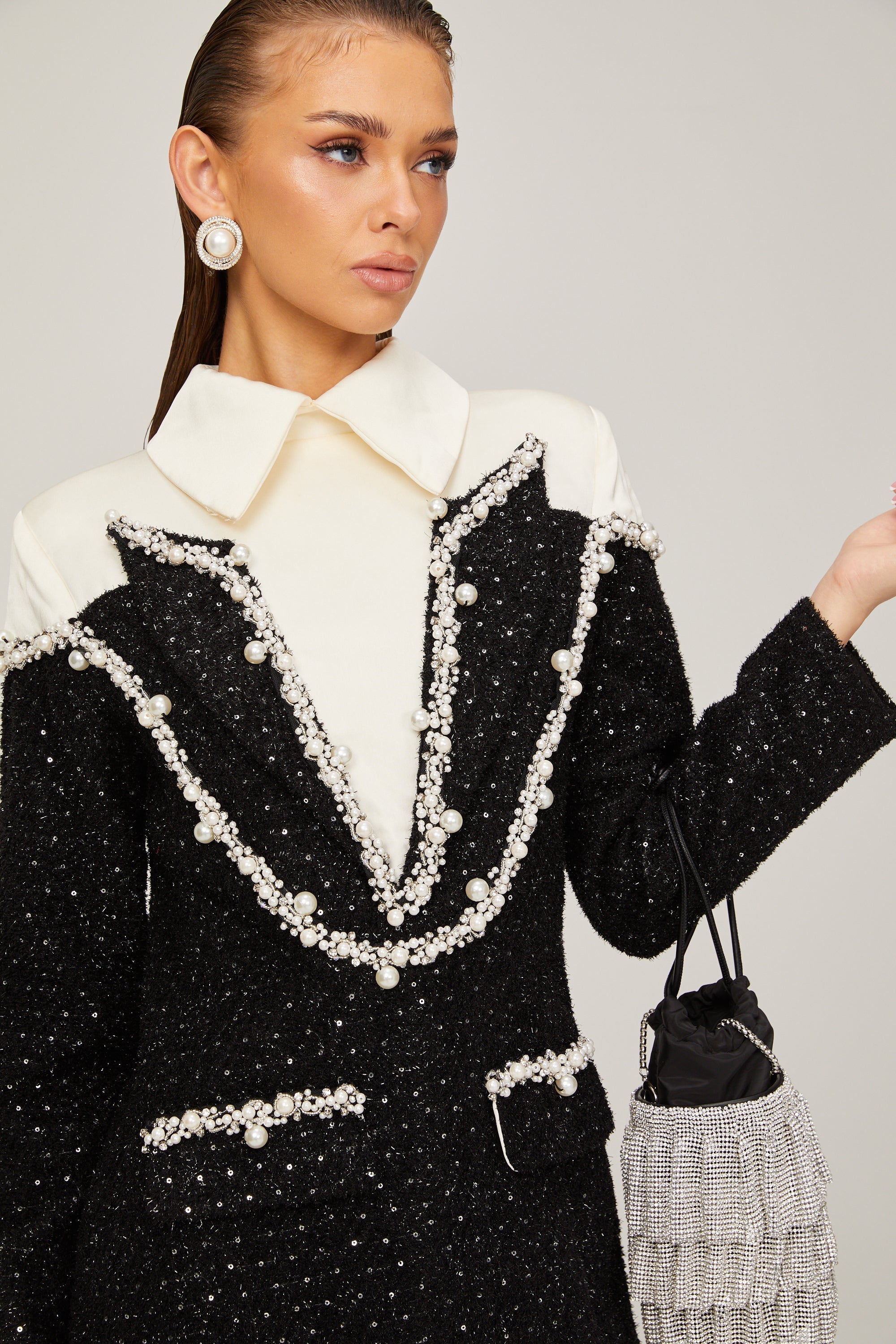 Μίνι Φόρεμα Éléonore Faux Pearl Tweed