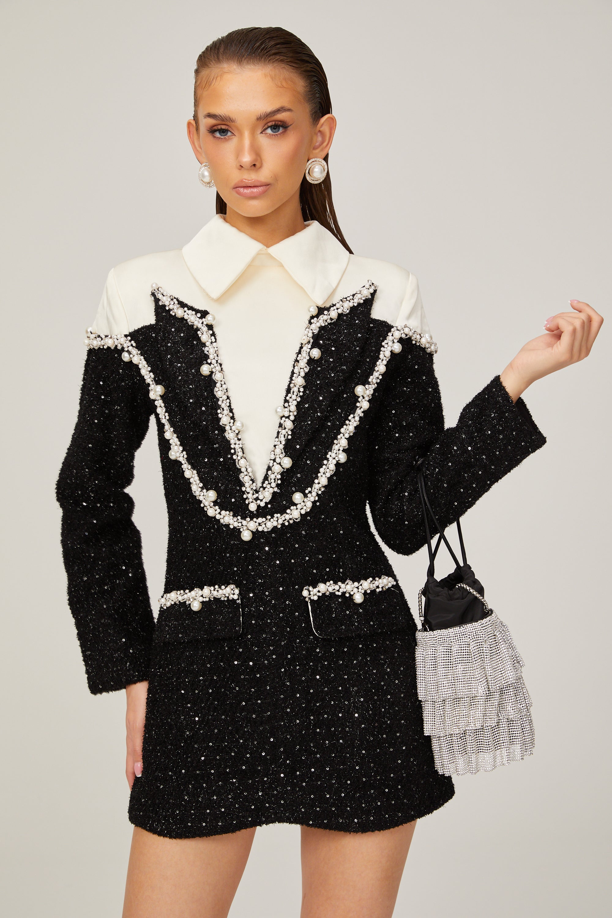 Μίνι Φόρεμα Éléonore Faux Pearl Tweed