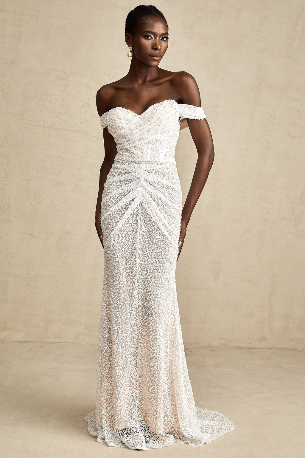 Φόρεμα Margot Με Λευκό Κέντημα Και Έξω Ώμους