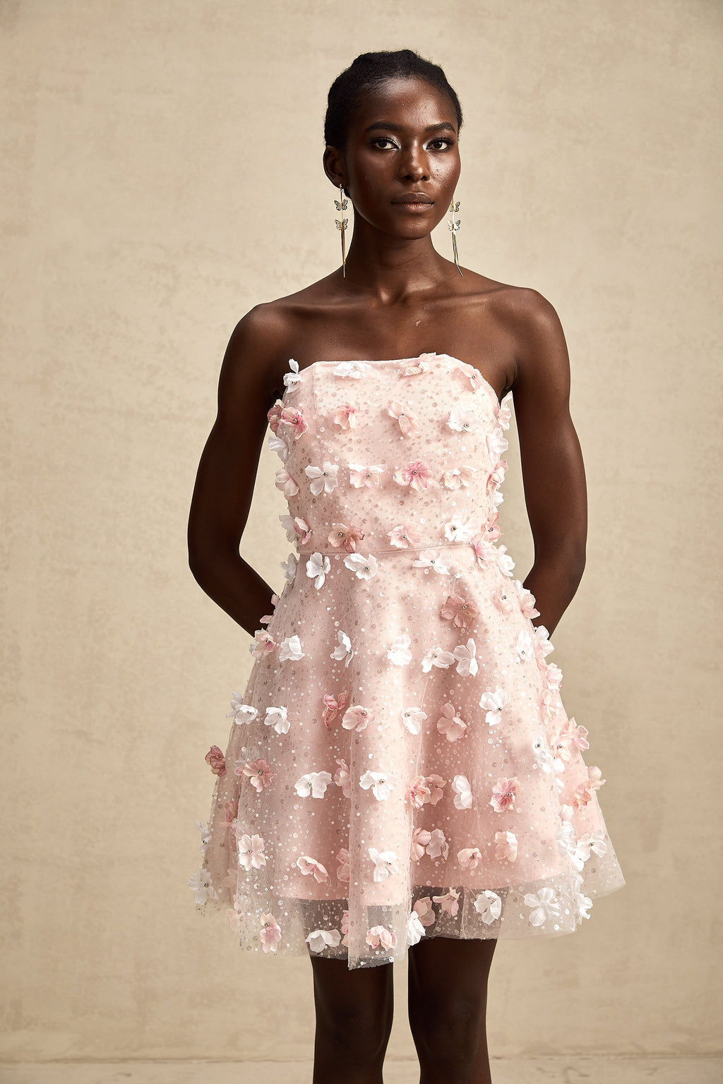 Μίνι Φόρεμα Lilou 3D Με Χνουδωτά Πέταλα