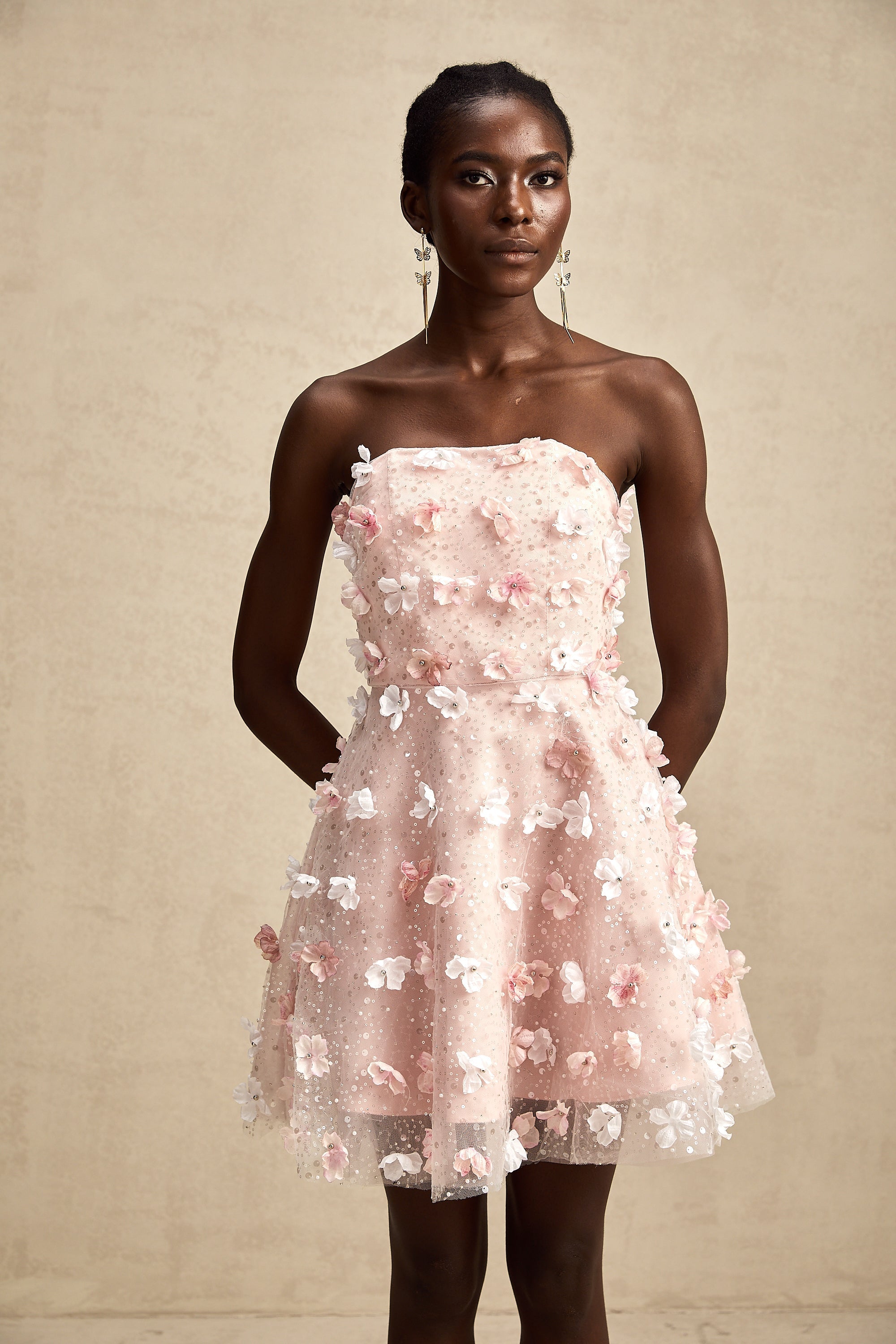 Μίνι Φόρεμα Lilou 3D Με Χνουδωτά Πέταλα