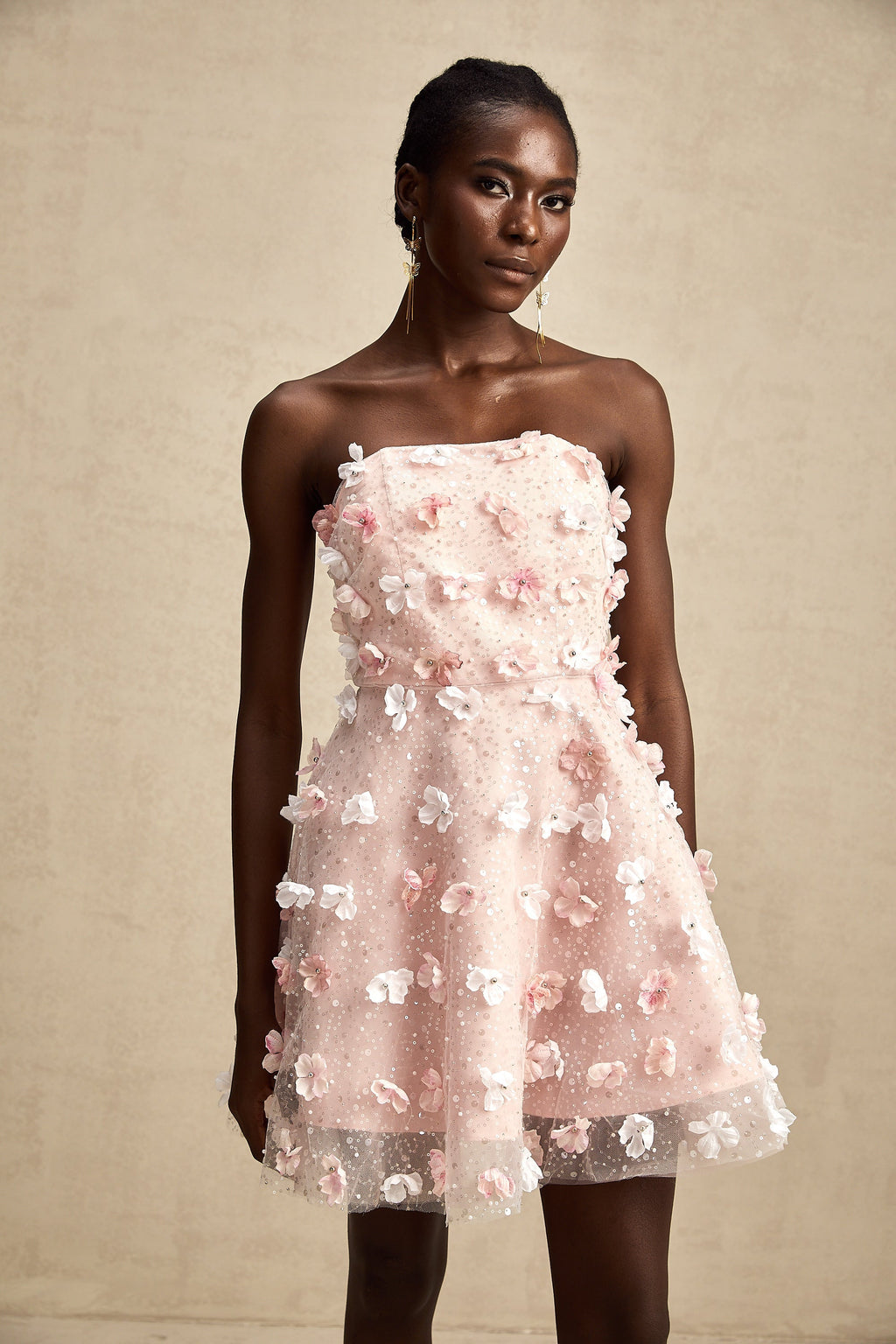 Μίνι Φόρεμα Lilou 3D Με Χνουδωτά Πέταλα