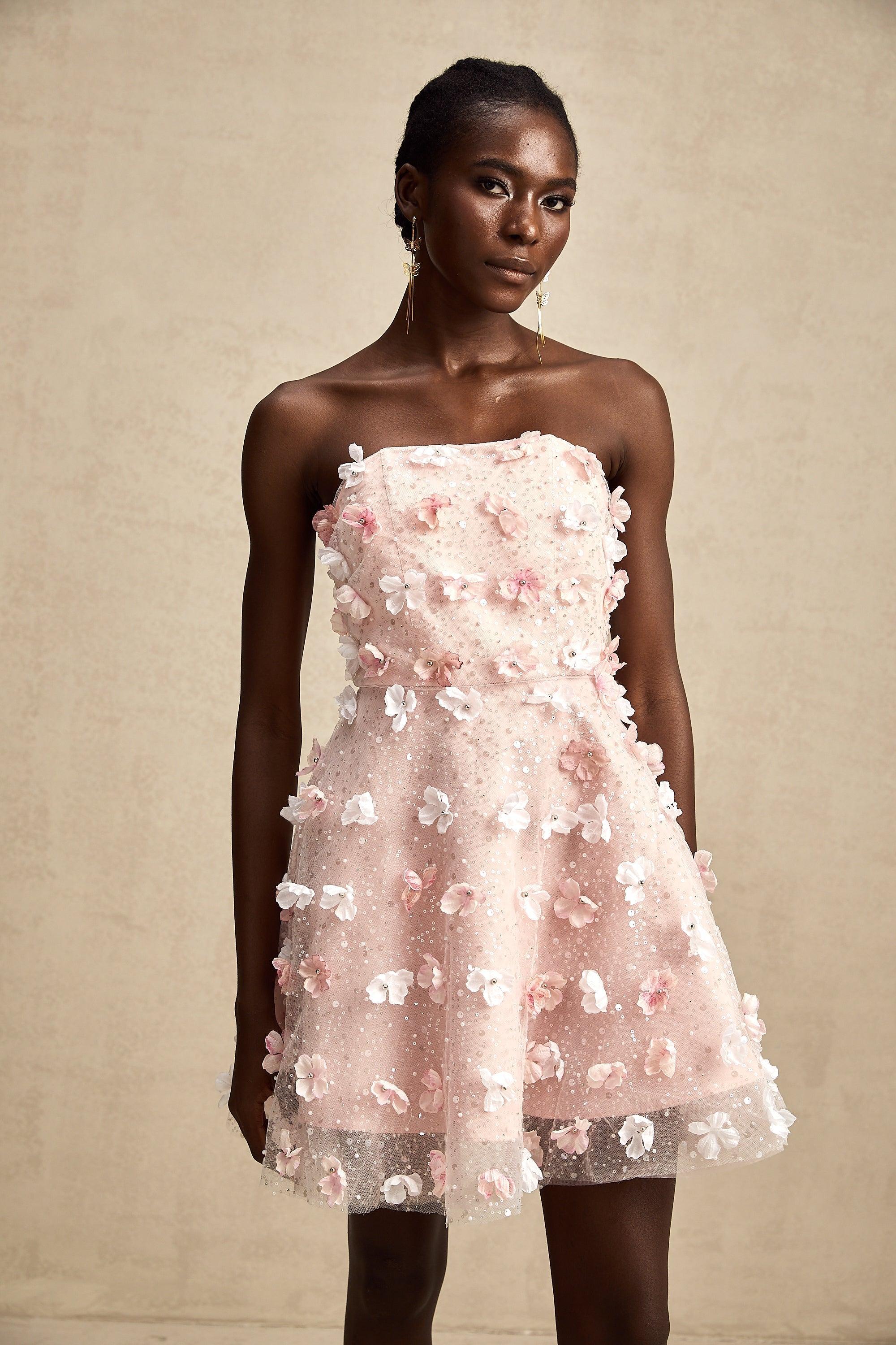 Μίνι Φόρεμα Lilou 3D Με Χνουδωτά Πέταλα