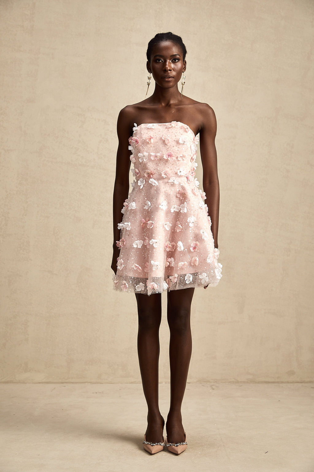 Μίνι Φόρεμα Lilou 3D Με Χνουδωτά Πέταλα