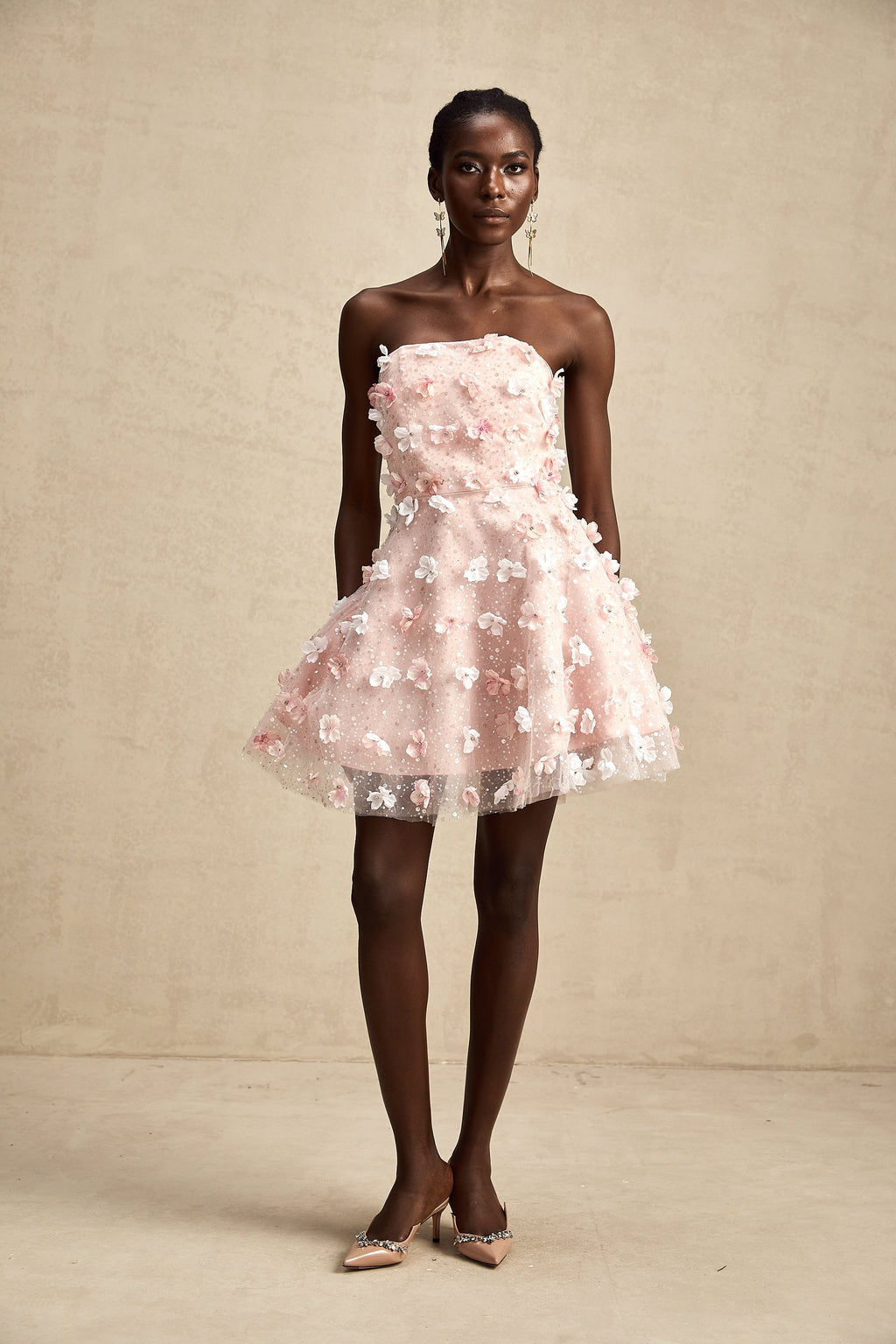 Μίνι Φόρεμα Lilou 3D Με Χνουδωτά Πέταλα