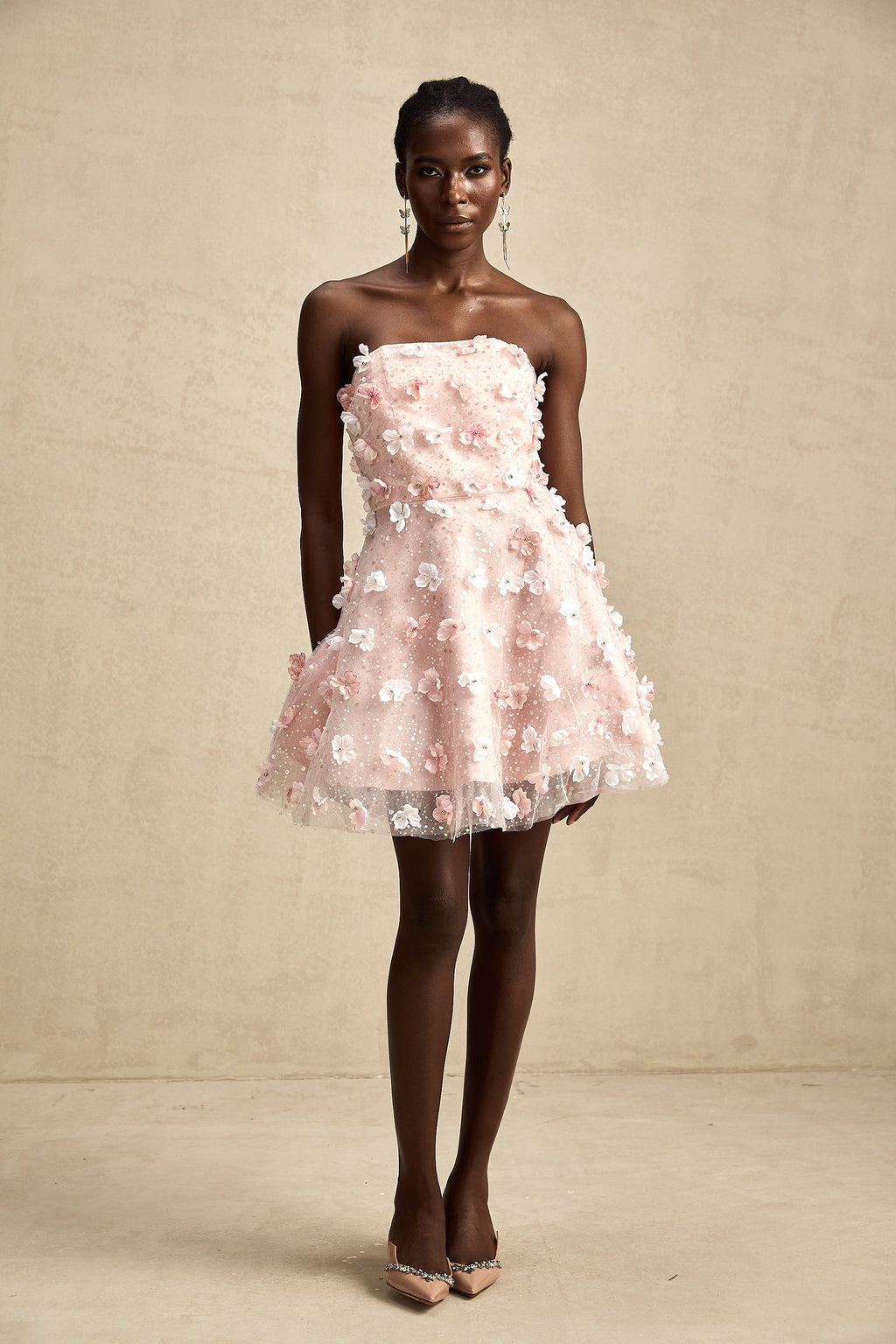 Μίνι Φόρεμα Lilou 3D Με Χνουδωτά Πέταλα