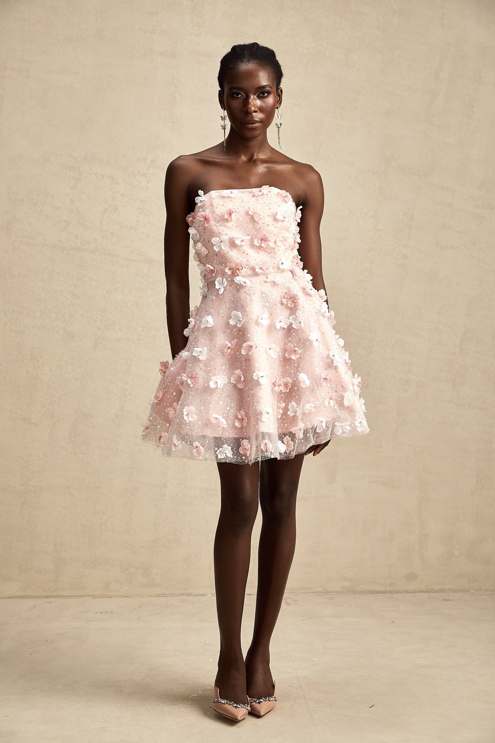 Μίνι Φόρεμα Lilou 3D Με Χνουδωτά Πέταλα