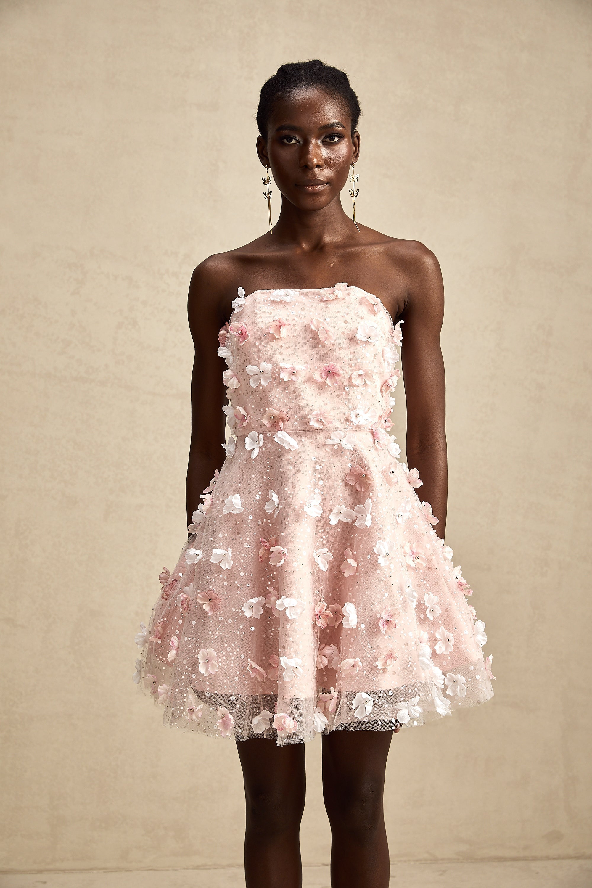 Μίνι Φόρεμα Lilou 3D Με Χνουδωτά Πέταλα