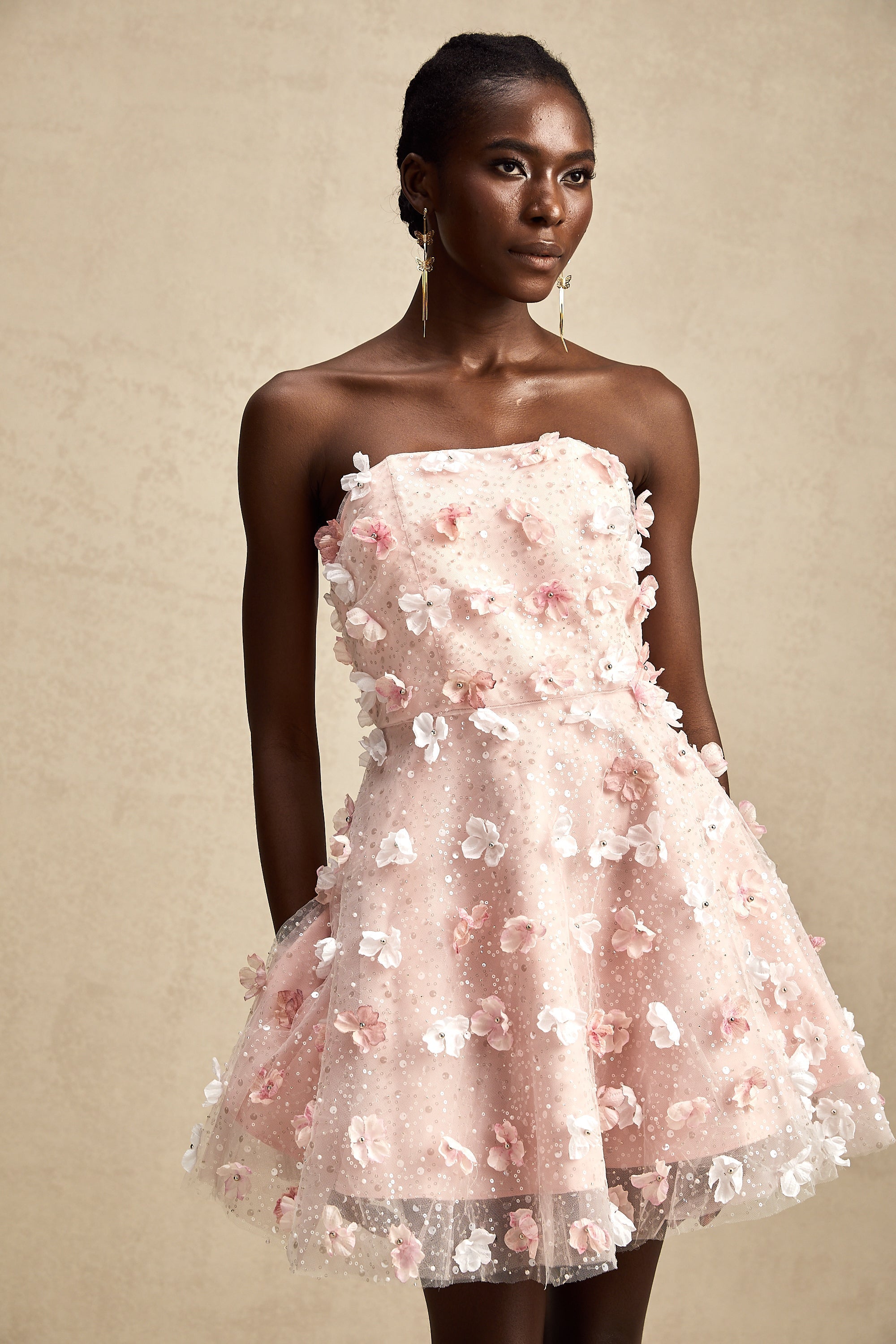 Μίνι Φόρεμα Lilou 3D Με Χνουδωτά Πέταλα