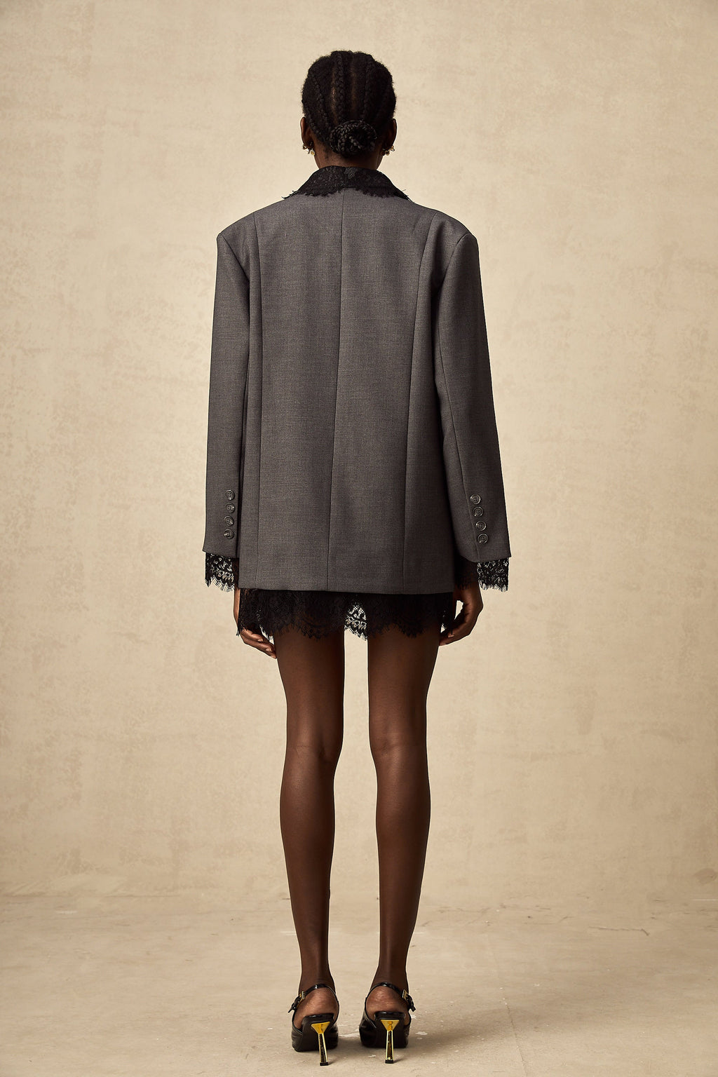 Σακάκι Με Δαντέλα Dianthe Σε Γκρι Χρώμα
