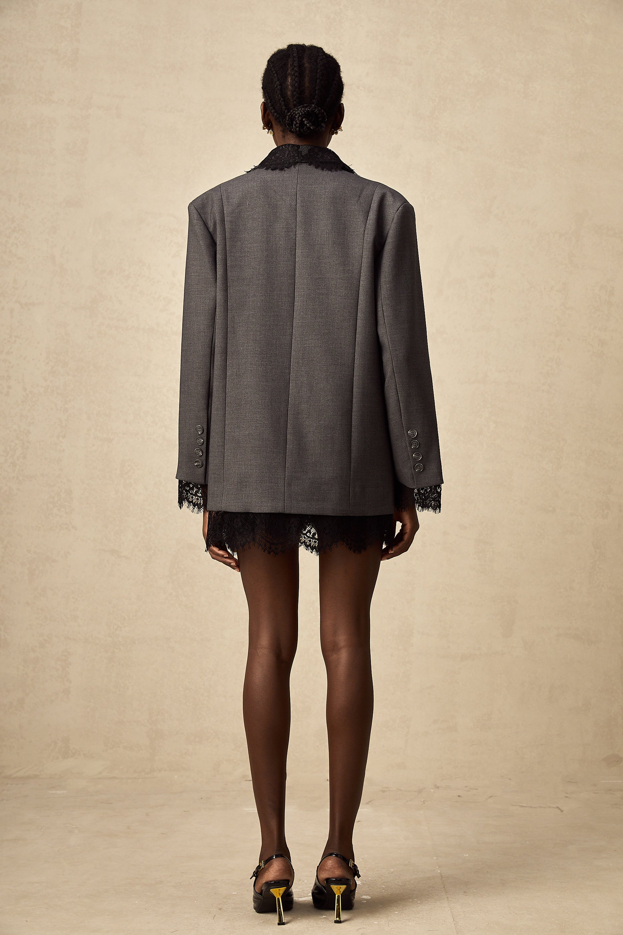 Σακάκι Με Δαντέλα Dianthe Σε Γκρι Χρώμα