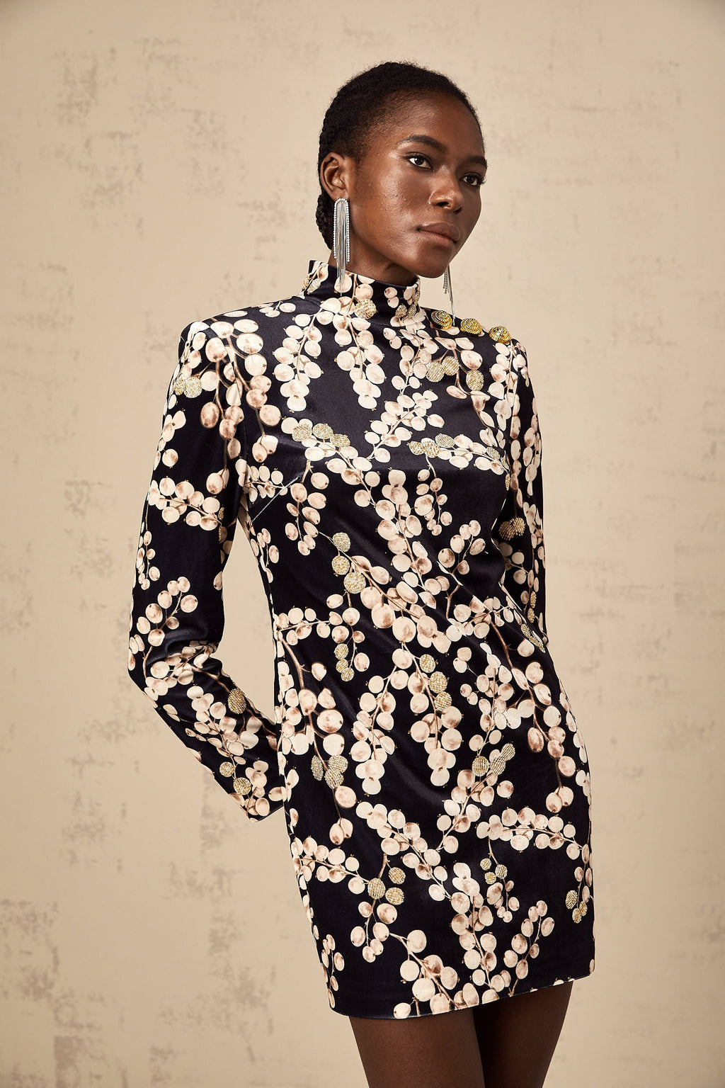 Μίνι Φόρεμα Από Βελούδο Με Κεντημένο Γραφικό Σχέδιο Valeria