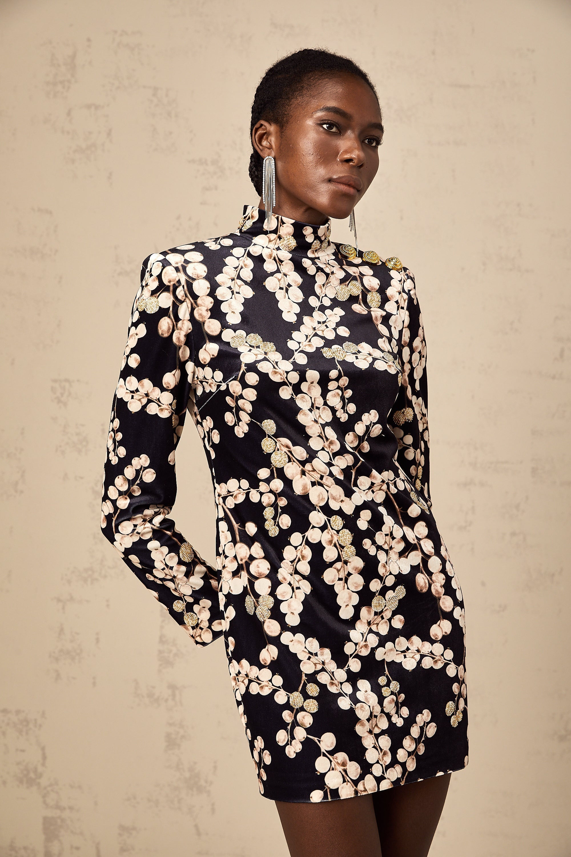 Μίνι Φόρεμα Από Βελούδο Με Κεντημένο Γραφικό Σχέδιο Valeria