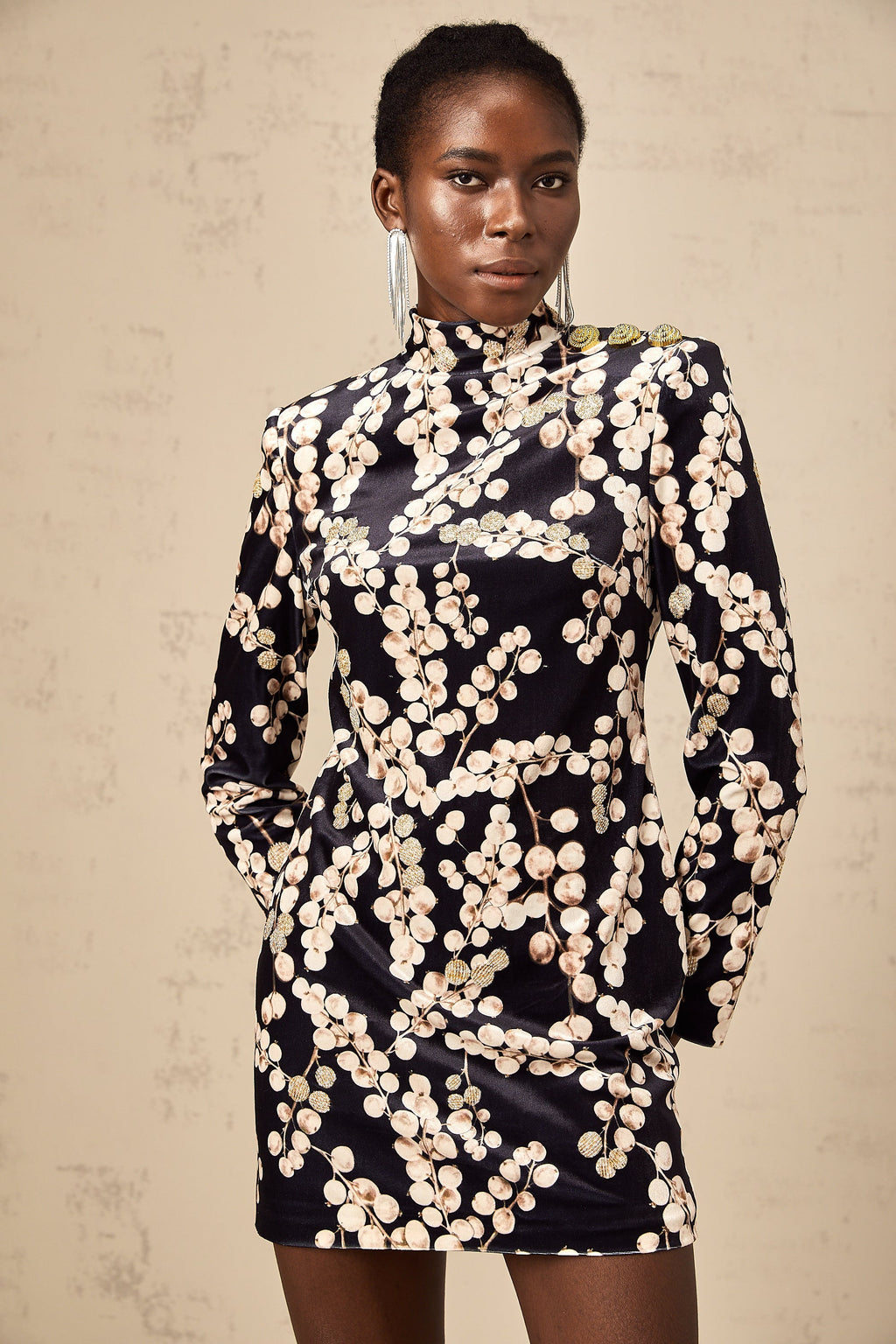 Μίνι Φόρεμα Από Βελούδο Με Κεντημένο Γραφικό Σχέδιο Valeria