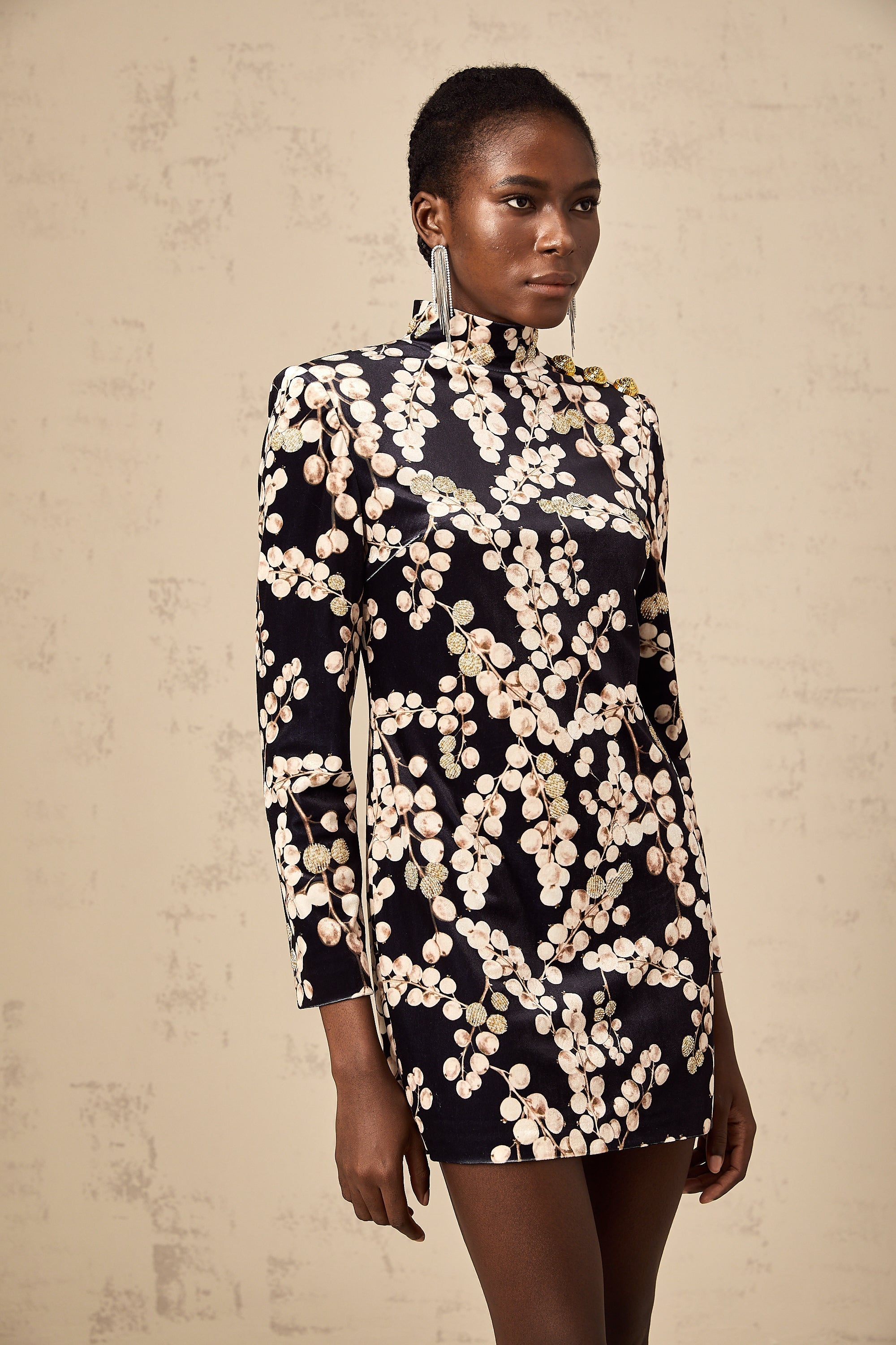 Μίνι Φόρεμα Από Βελούδο Με Κεντημένο Γραφικό Σχέδιο Valeria