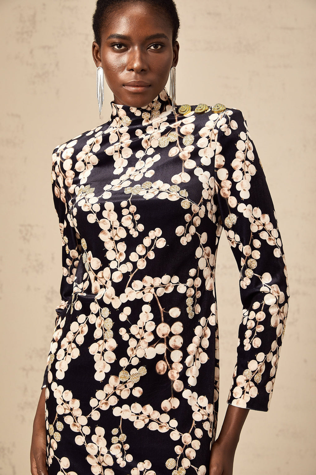 Μίνι Φόρεμα Από Βελούδο Με Κεντημένο Γραφικό Σχέδιο Valeria