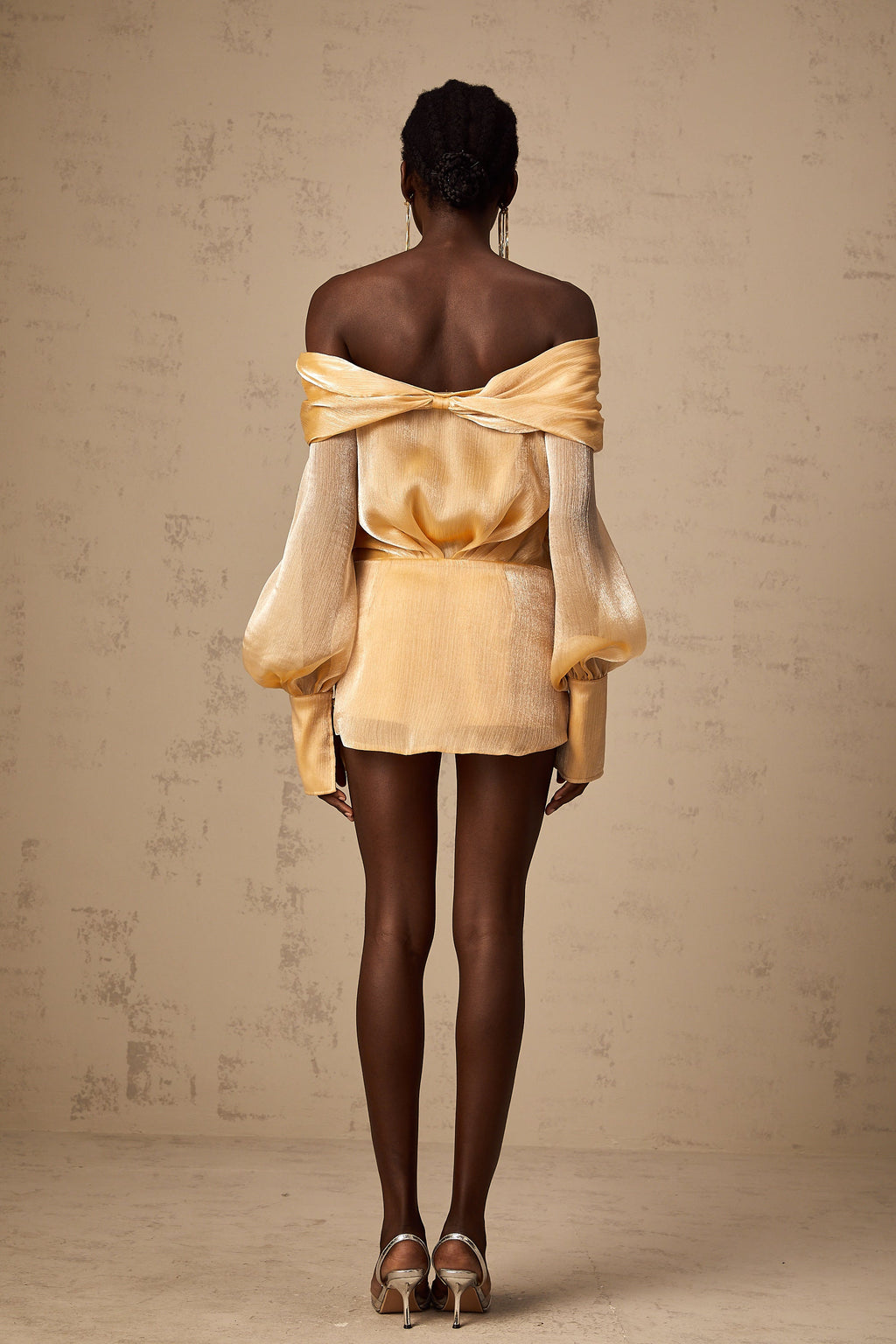 Μίνι Φόρεμα Adelina Με Χρυσό Κρύσταλλο Και Πάνελ