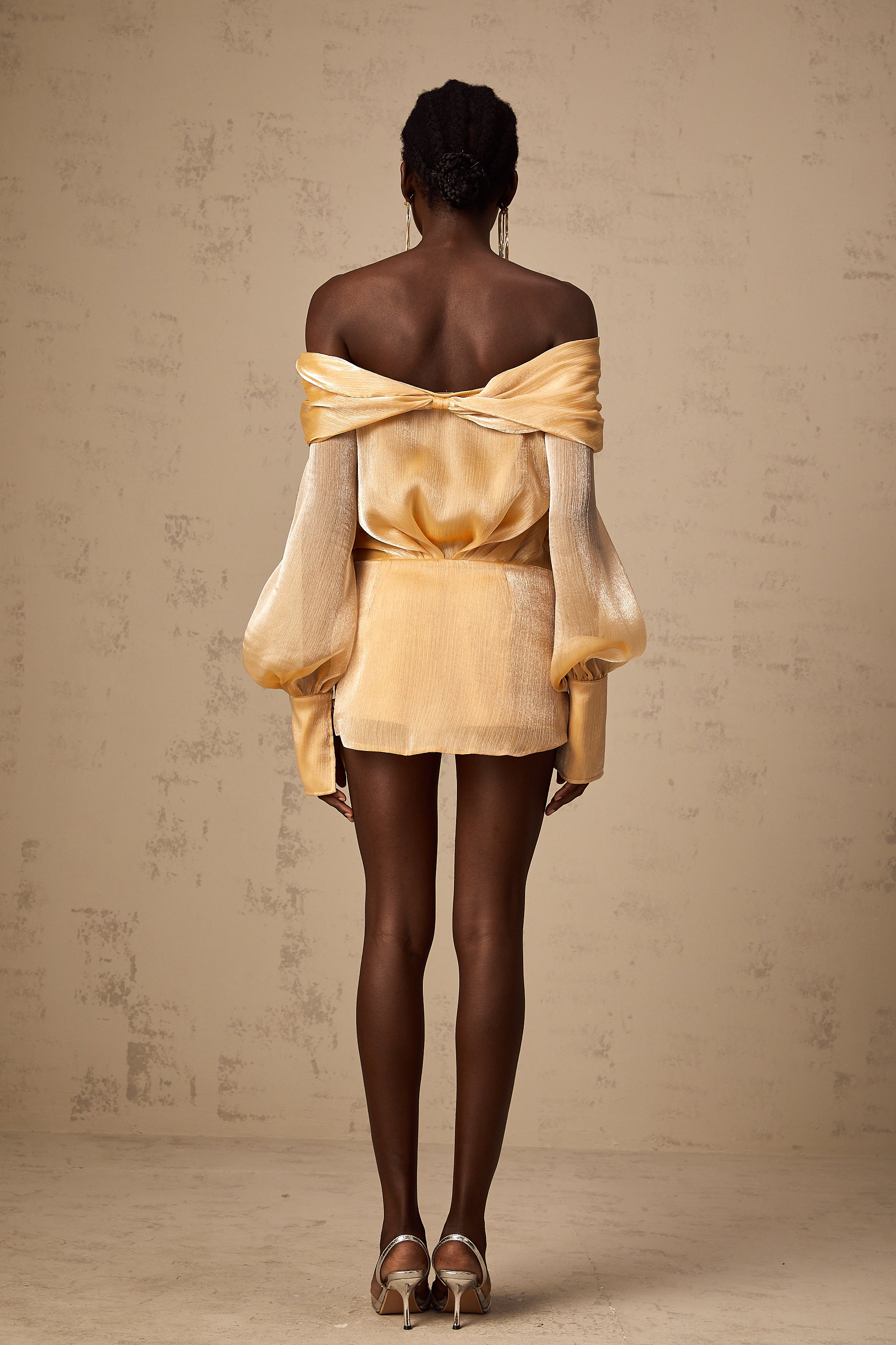 Μίνι Φόρεμα Adelina Με Χρυσό Κρύσταλλο Και Πάνελ