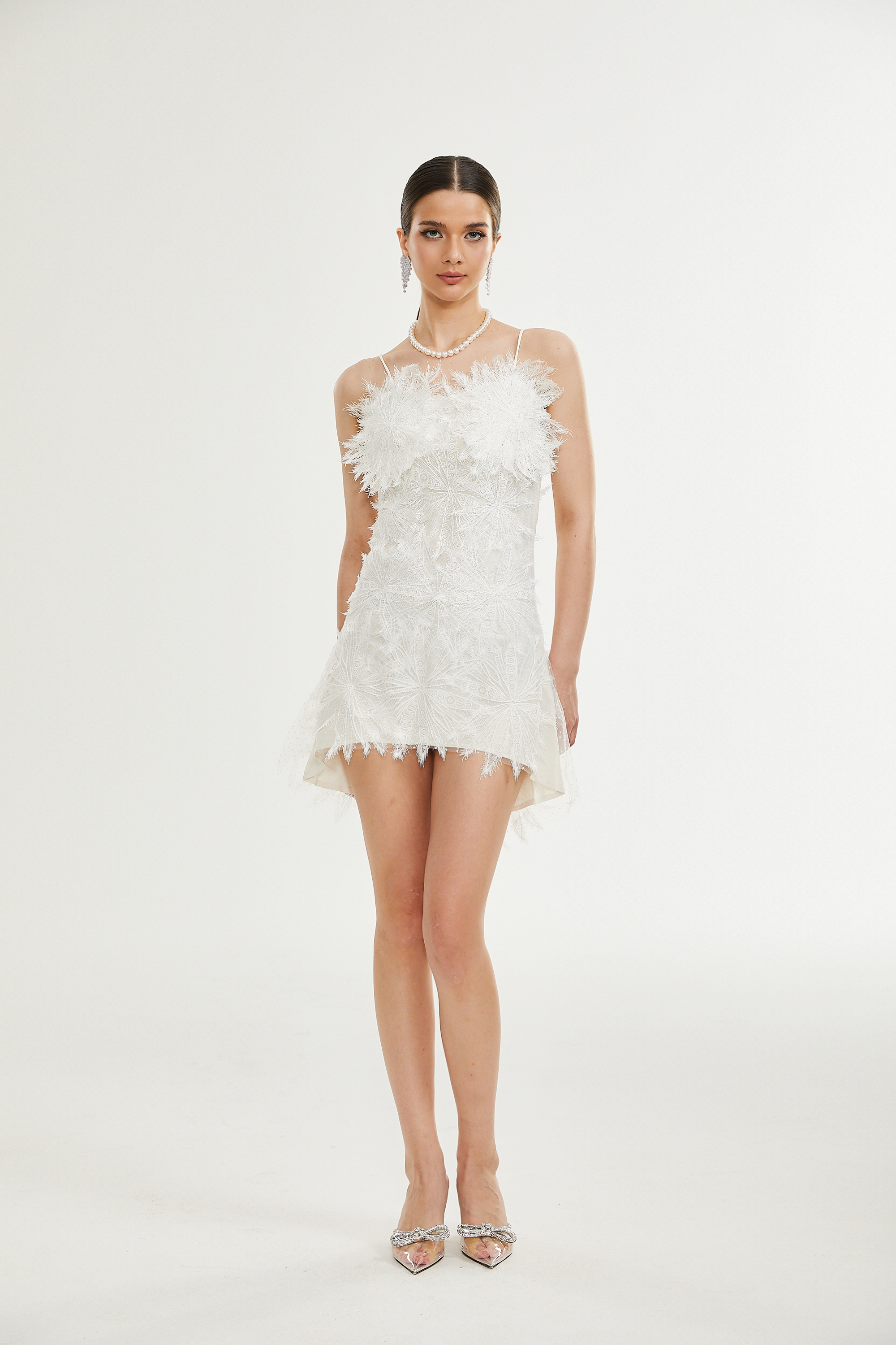 Μίνι Φόρεμα Keilani Με Λεπτομέρειες Από Φτερά