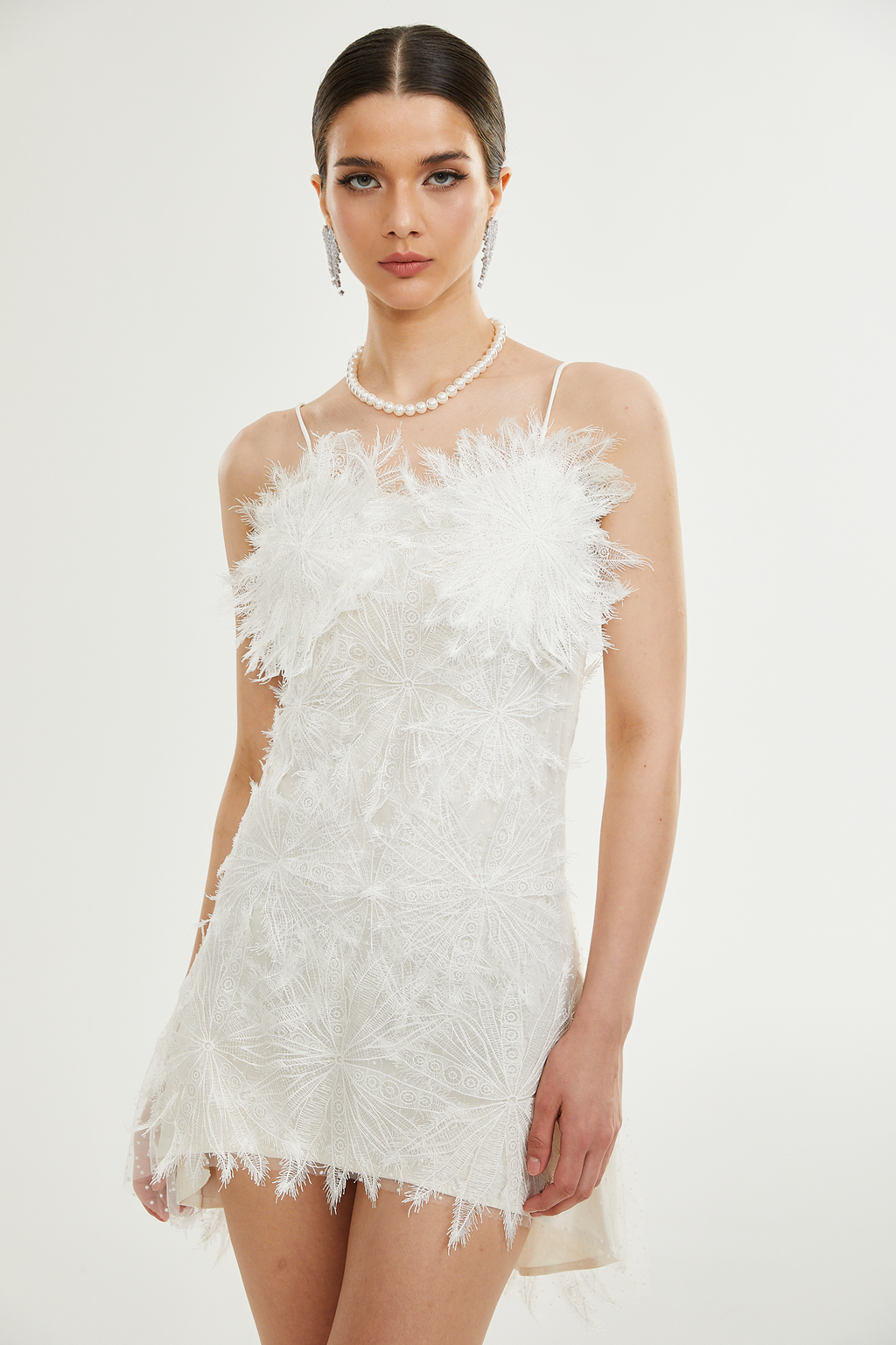 Μίνι Φόρεμα Keilani Με Λεπτομέρειες Από Φτερά