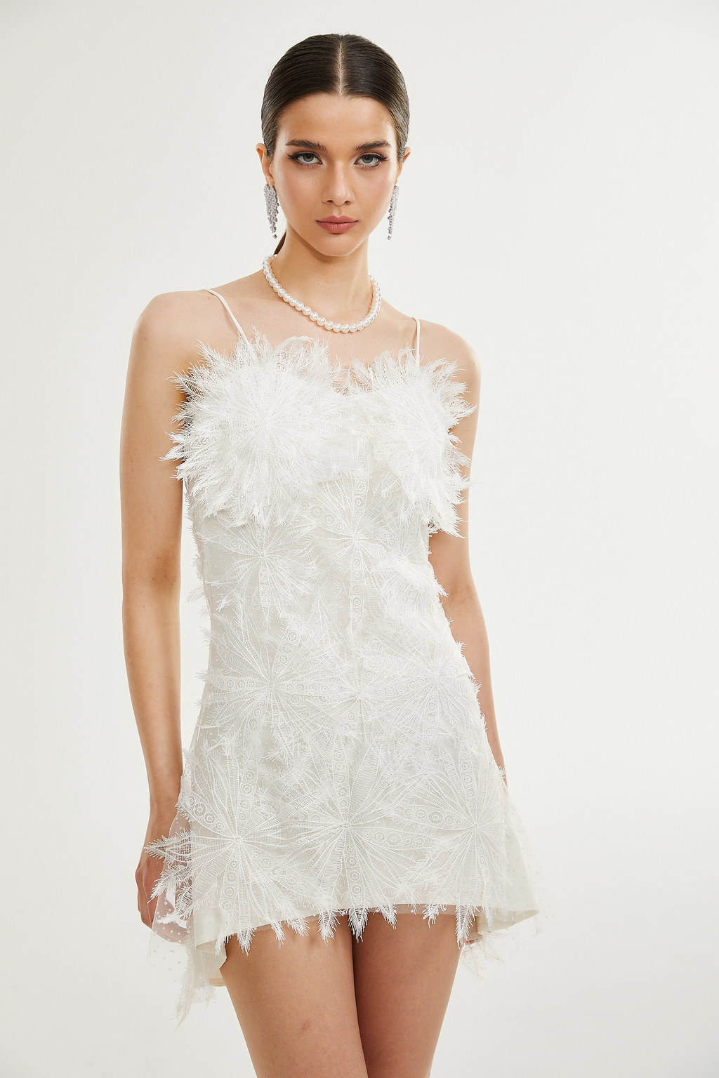 Μίνι Φόρεμα Keilani Με Λεπτομέρειες Από Φτερά