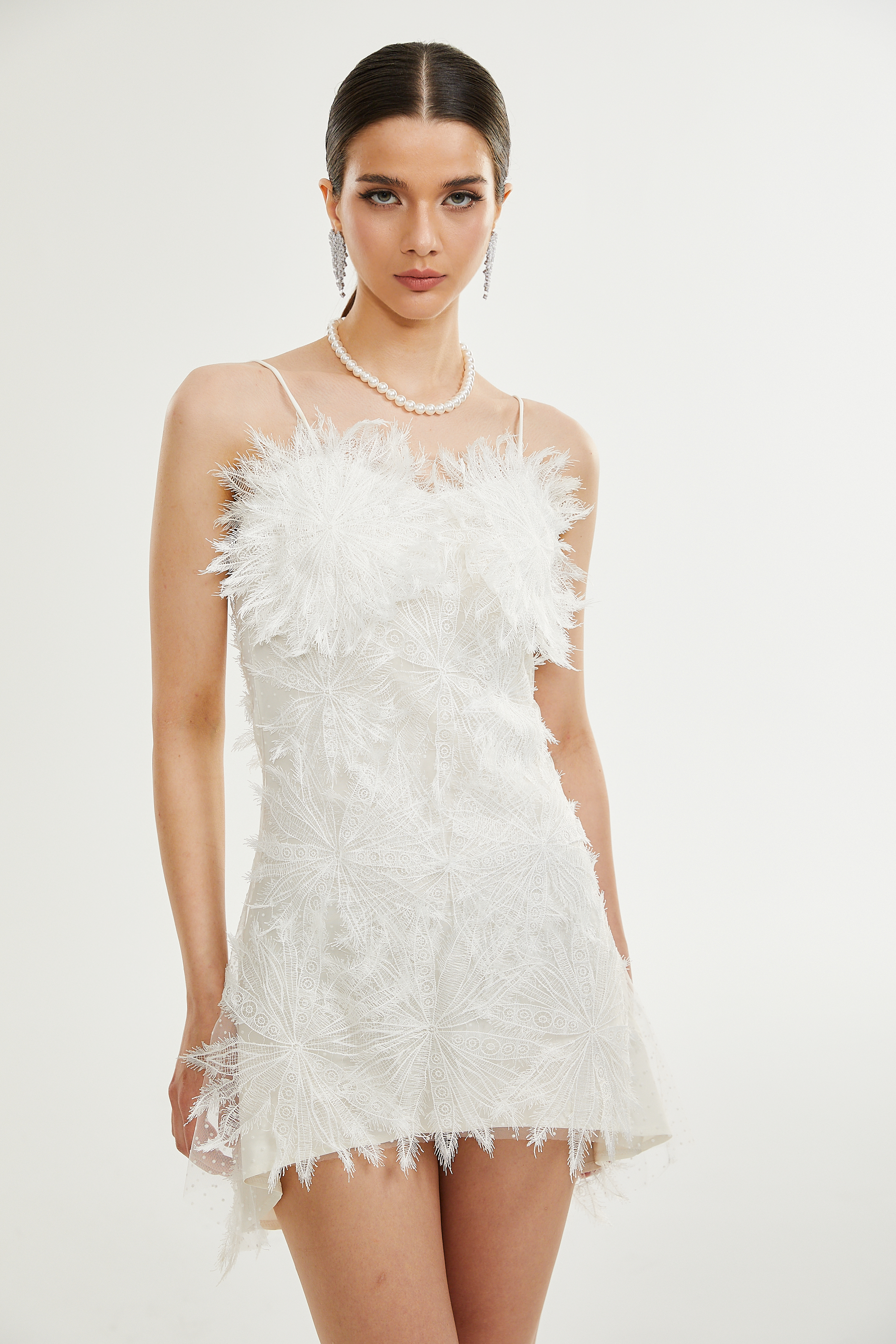 Μίνι Φόρεμα Keilani Με Λεπτομέρειες Από Φτερά