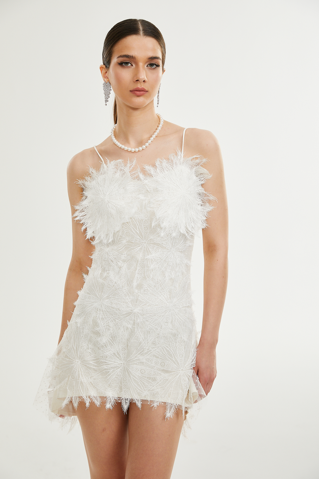 Μίνι Φόρεμα Keilani Με Λεπτομέρειες Από Φτερά