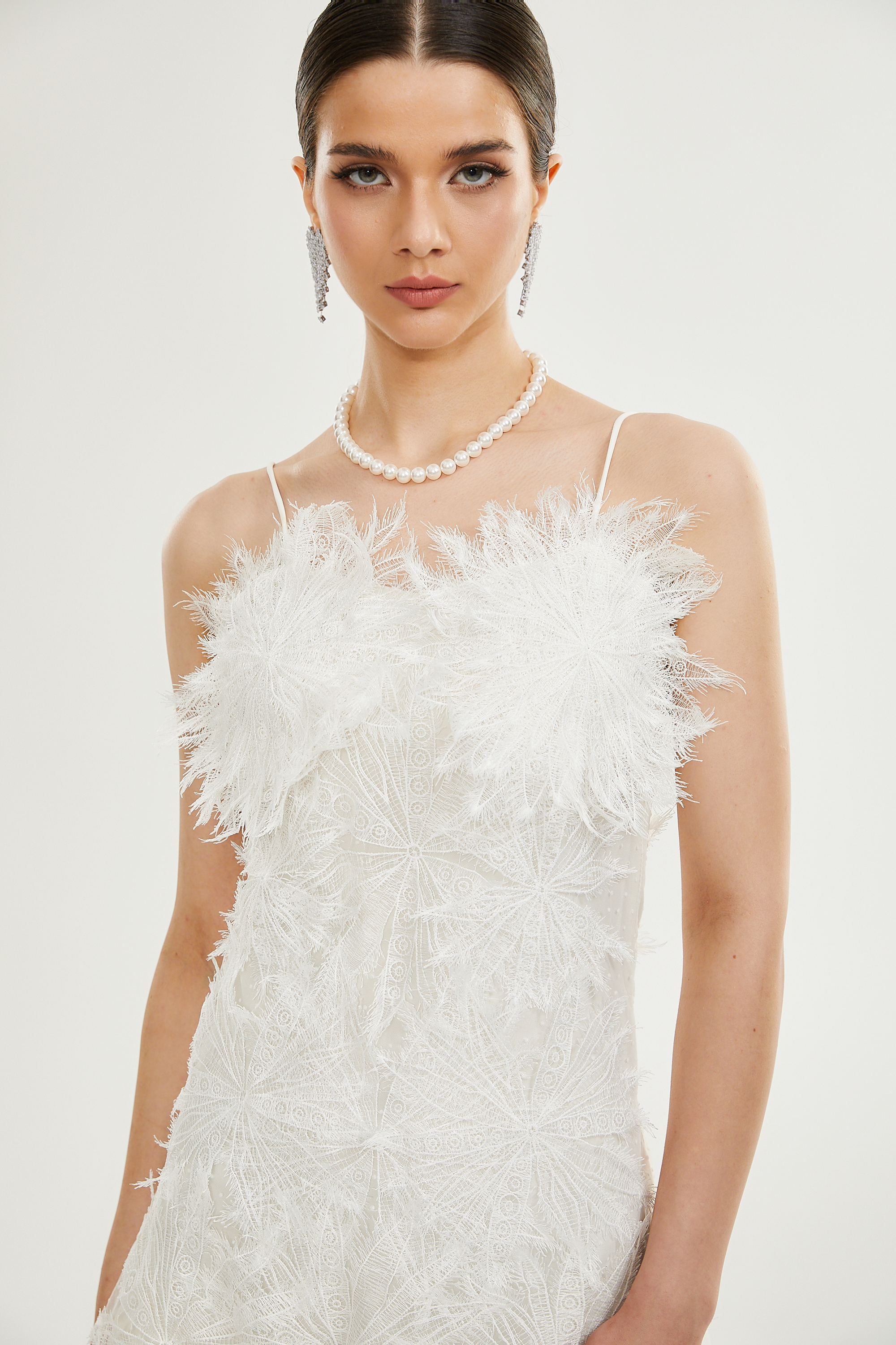 Μίνι Φόρεμα Keilani Με Λεπτομέρειες Από Φτερά