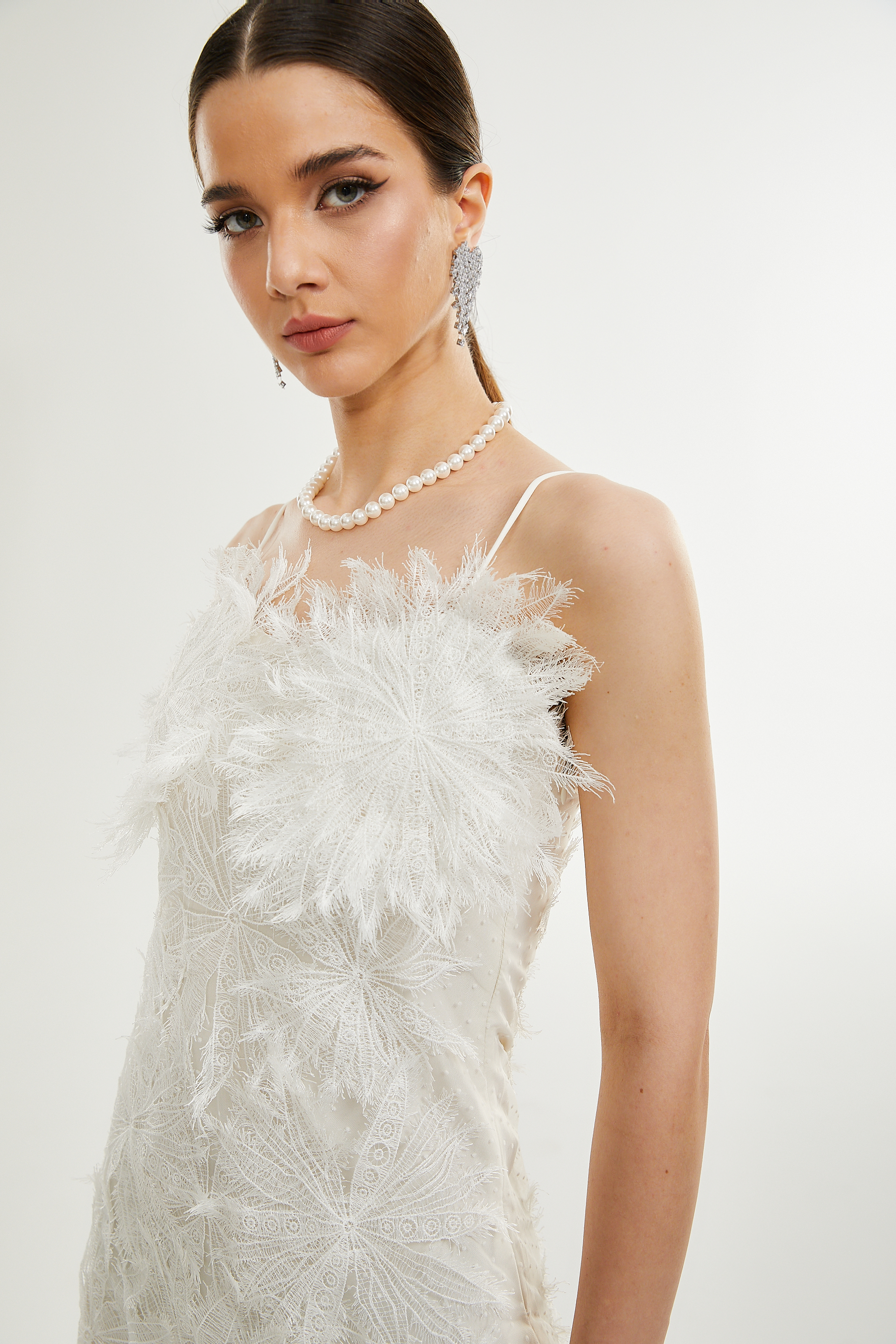 Μίνι Φόρεμα Keilani Με Λεπτομέρειες Από Φτερά