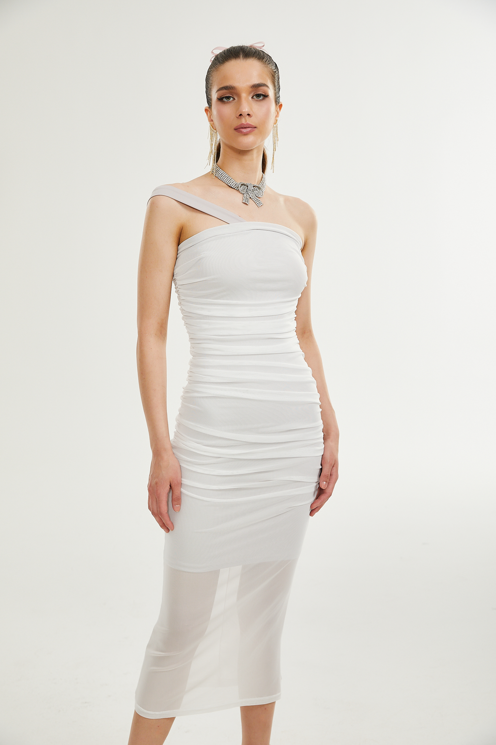 Φόρεμα Nereida Με Πλισέ Μίντι Φόρεμα Και Έξω Τους Ώμους