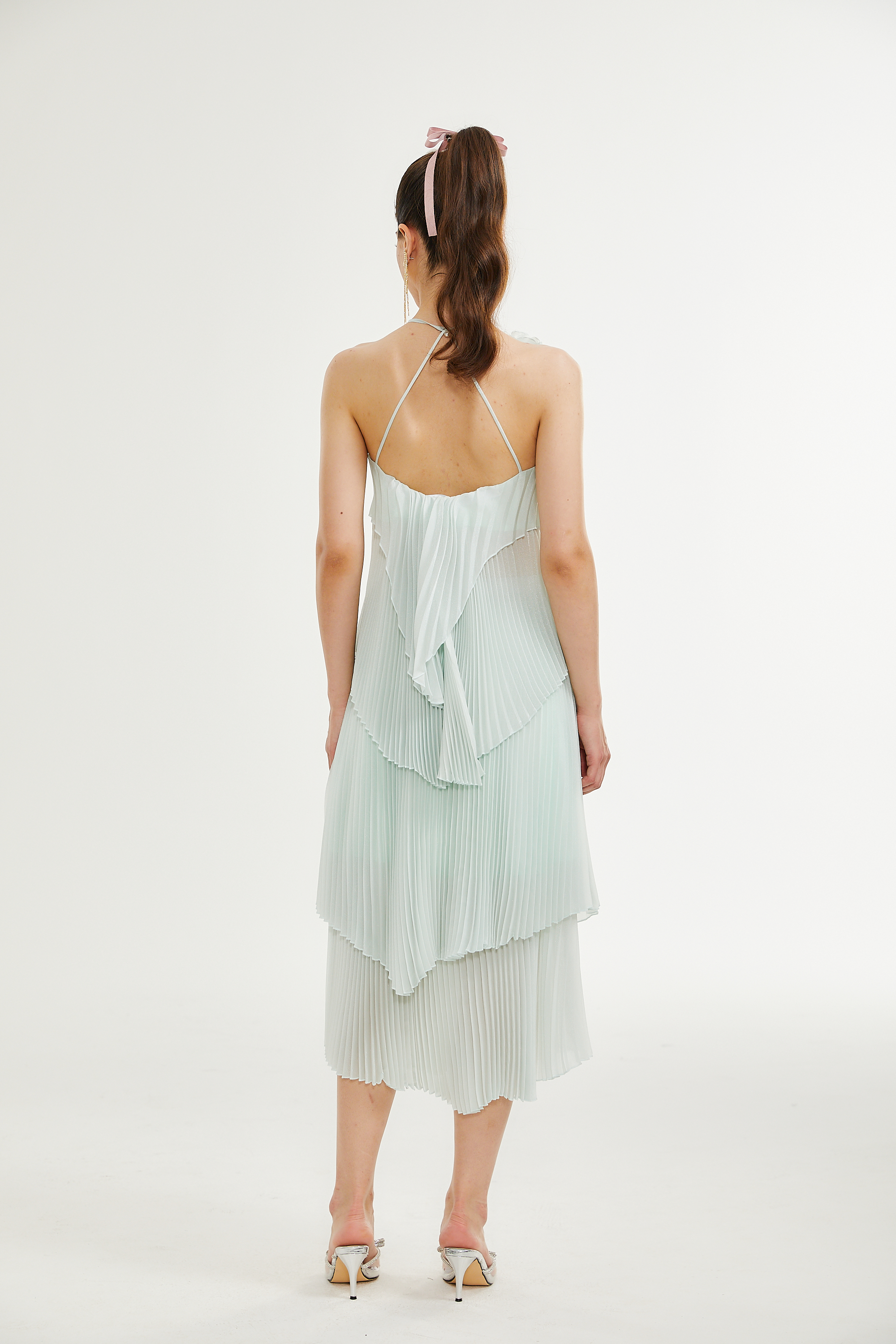 Σετ Ασορτί Πλισέ Τοπ Και Φούστα Fabrizia Με Ψεύτικα Λουλούδια