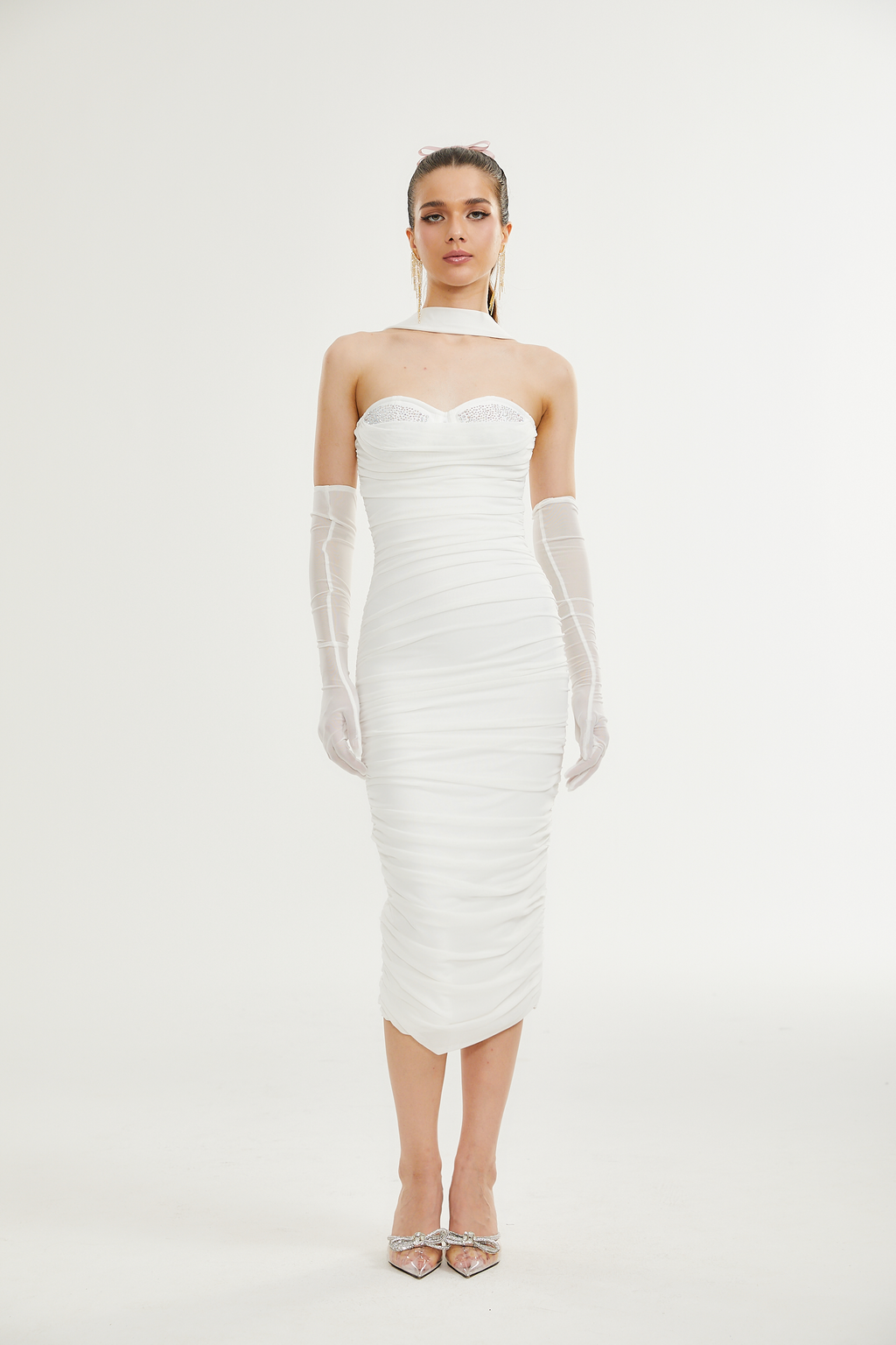 Φόρεμα Μίντι Με Λεπτή Τιράντα Pádraigín Σε Λευκό Χρώμα