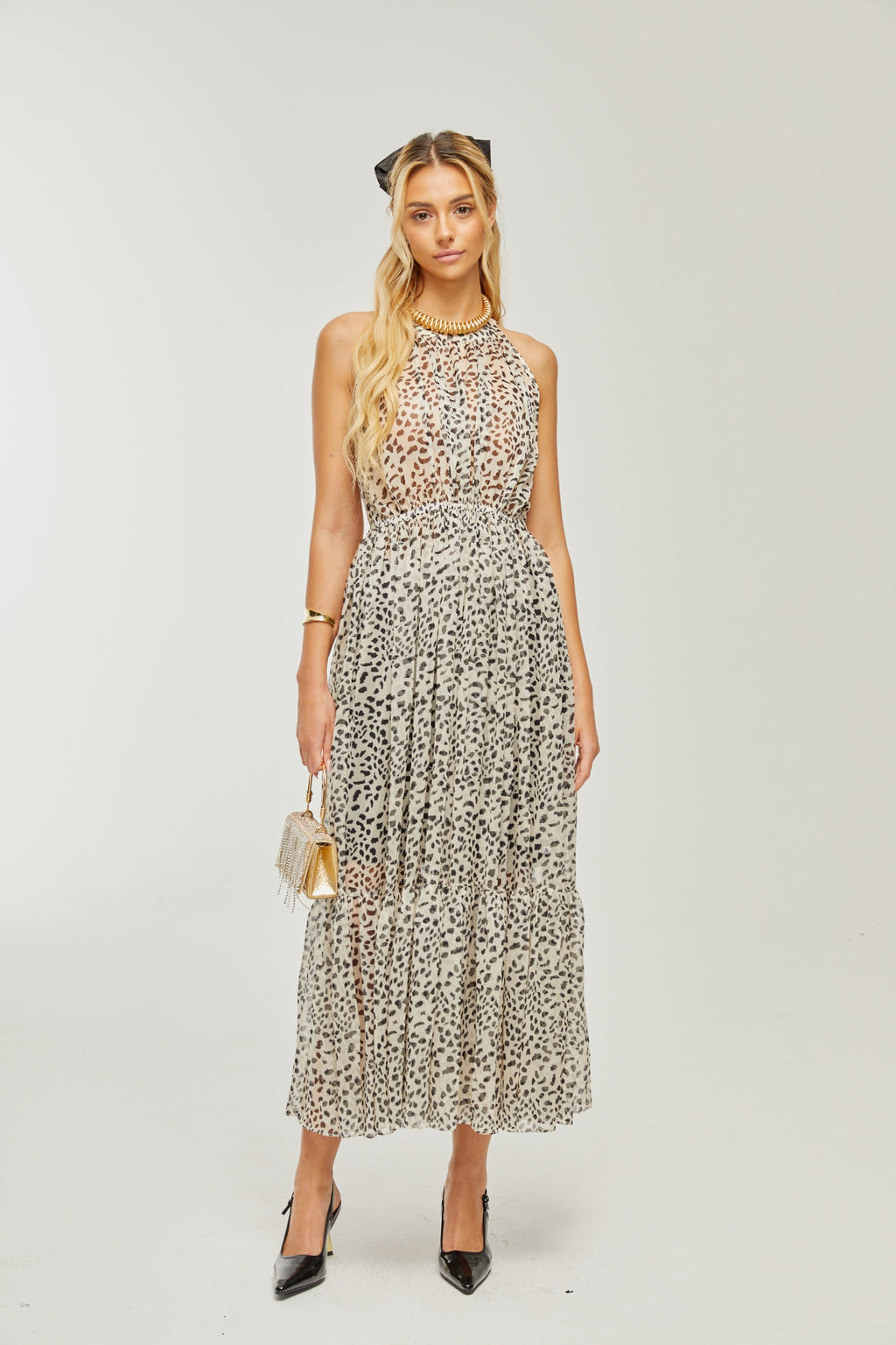 Φόρεμα Adèle Με Αμάνικο Σχέδιο Λεοπάρ Και Μίντι Φόρεμα