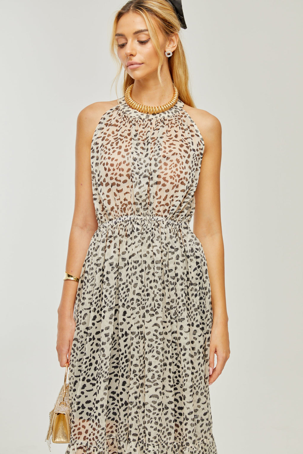 Φόρεμα Adèle Με Αμάνικο Σχέδιο Λεοπάρ Και Μίντι Φόρεμα