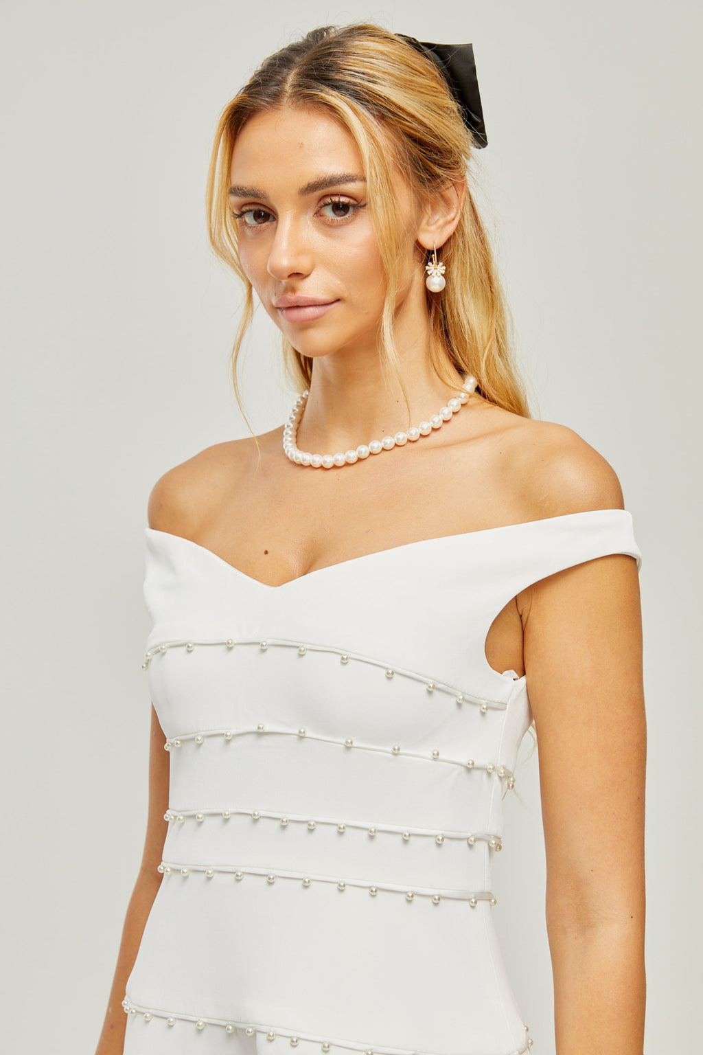 Μίνι Φόρεμα Priscille Με Λευκό Ψεύτικο Πέρλα