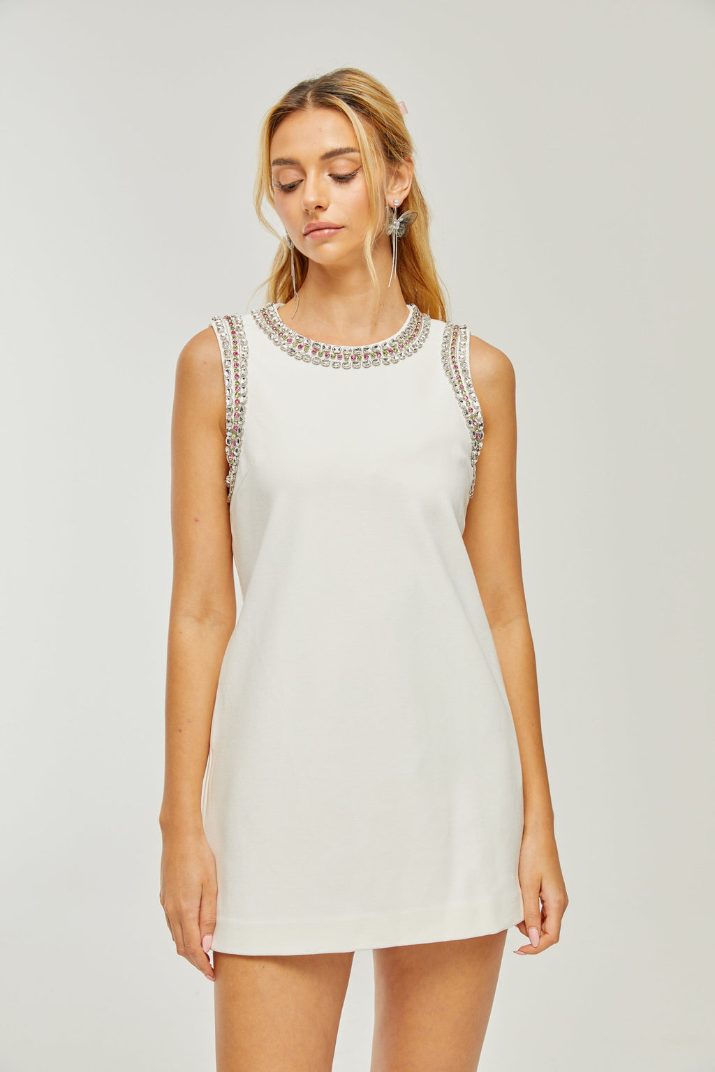 Μίνι Φόρεμα Με Κέντημα Emilie Crystal