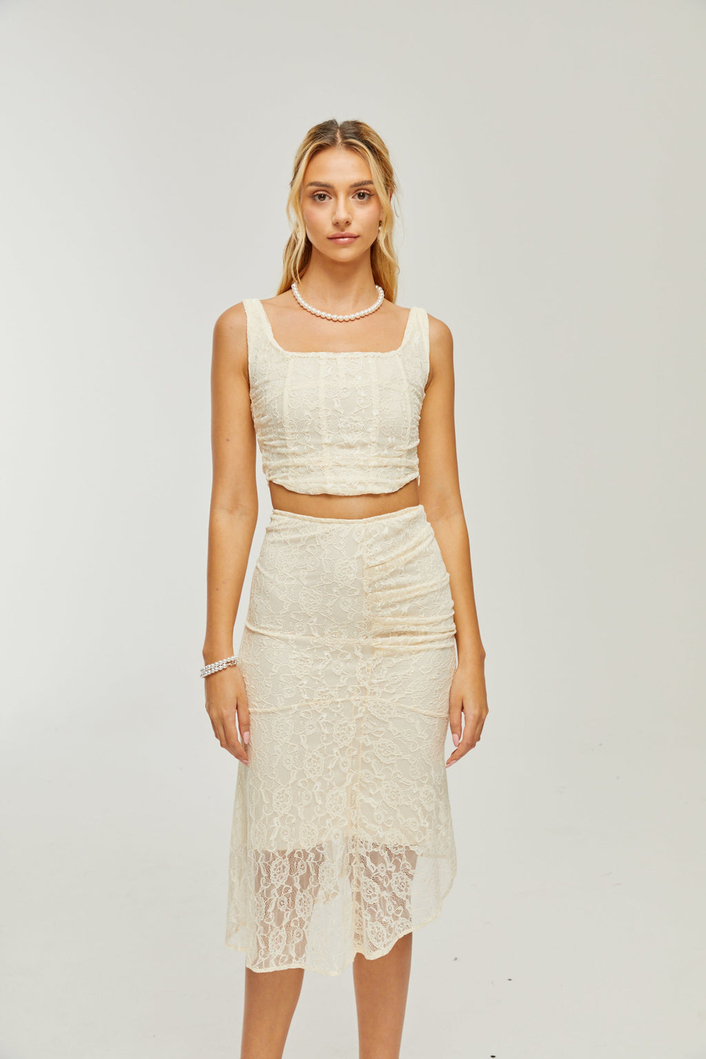 Σετ Ασορτί Τοπ Και Φούστα Με Στρώσεις Από Δαντέλα Élodie