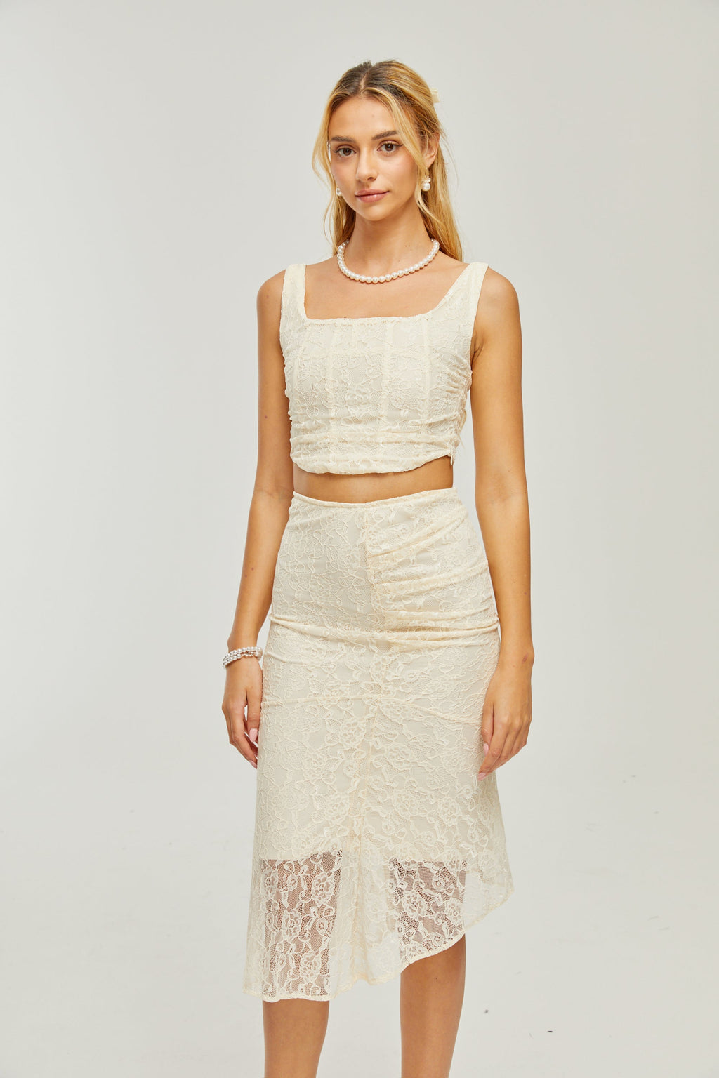 Σετ Ασορτί Τοπ Και Φούστα Με Στρώσεις Από Δαντέλα Élodie