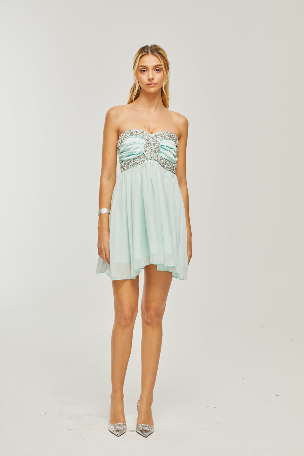 Φόρεμα Priscille Με Κρυστάλλους Και Έξω Ώμους