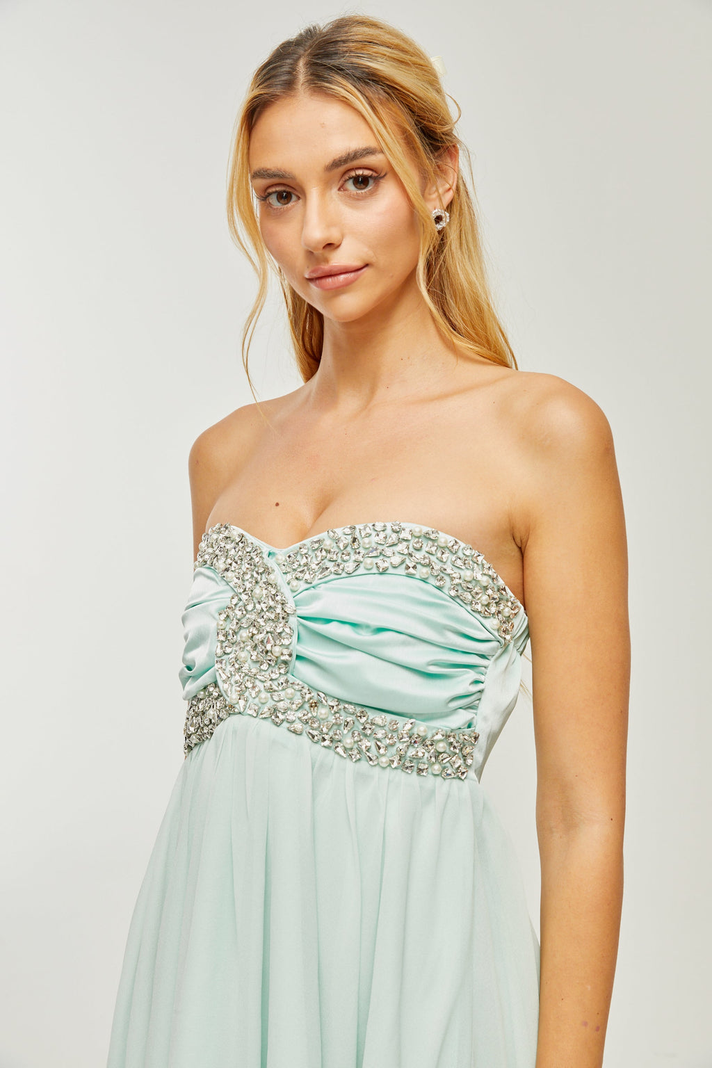 Φόρεμα Priscille Με Κρυστάλλους Και Έξω Ώμους