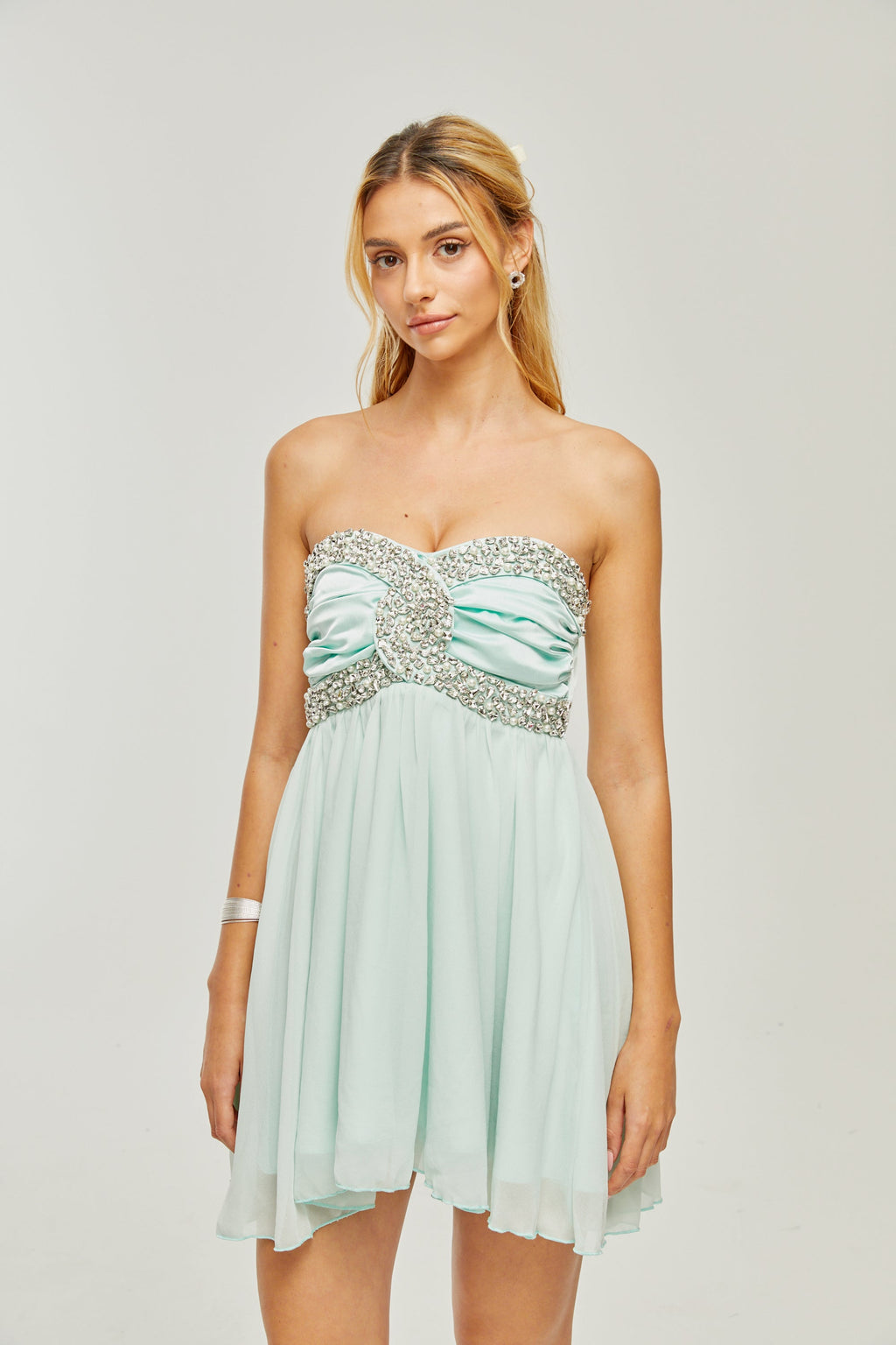 Φόρεμα Priscille Με Κρυστάλλους Και Έξω Ώμους