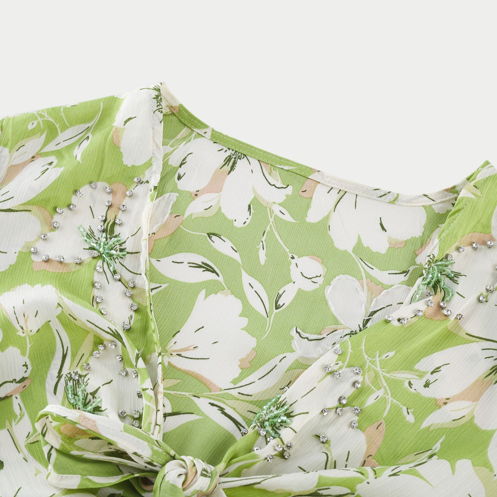 Φόρεμα Μίντι Με Φλοράλ Μοτίβο Eva Και Κεντημένο Κρύσταλλο