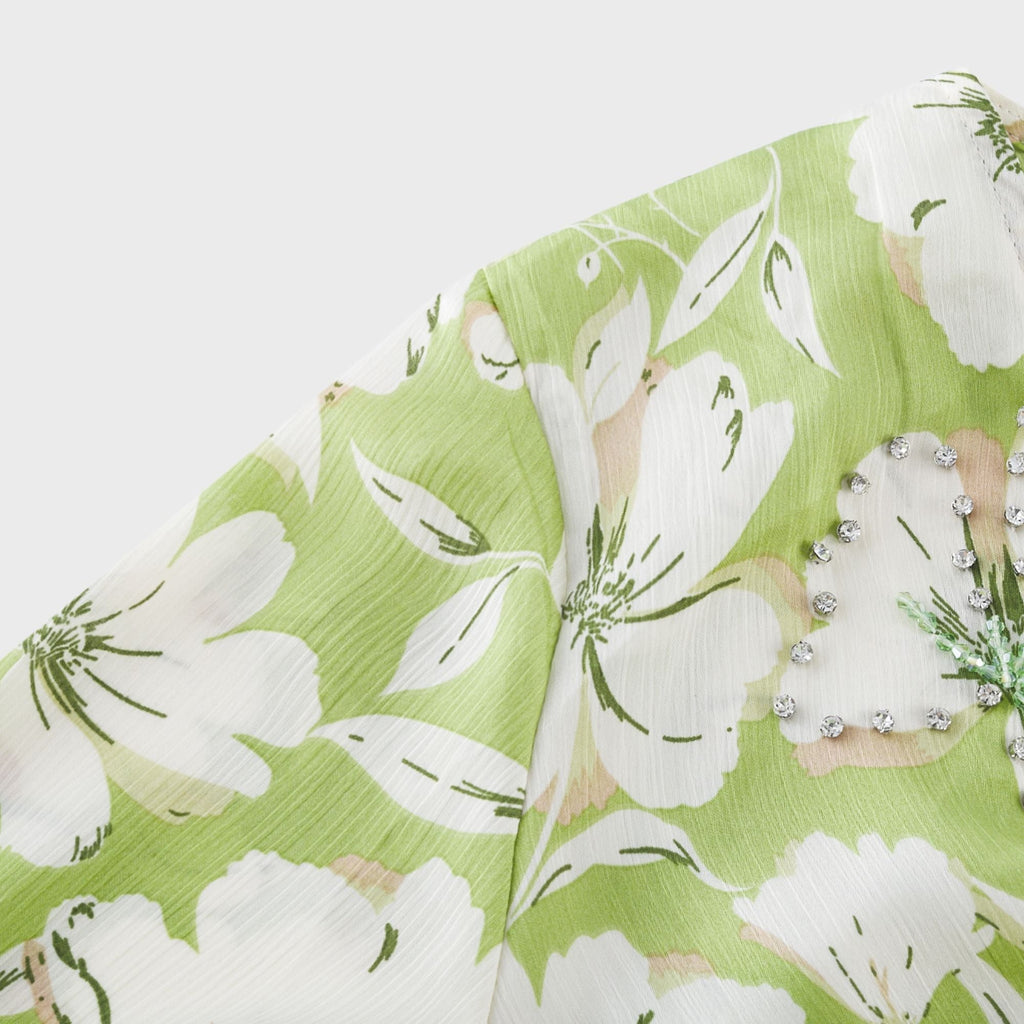 Φόρεμα Μίντι Με Φλοράλ Μοτίβο Eva Και Κεντημένο Κρύσταλλο