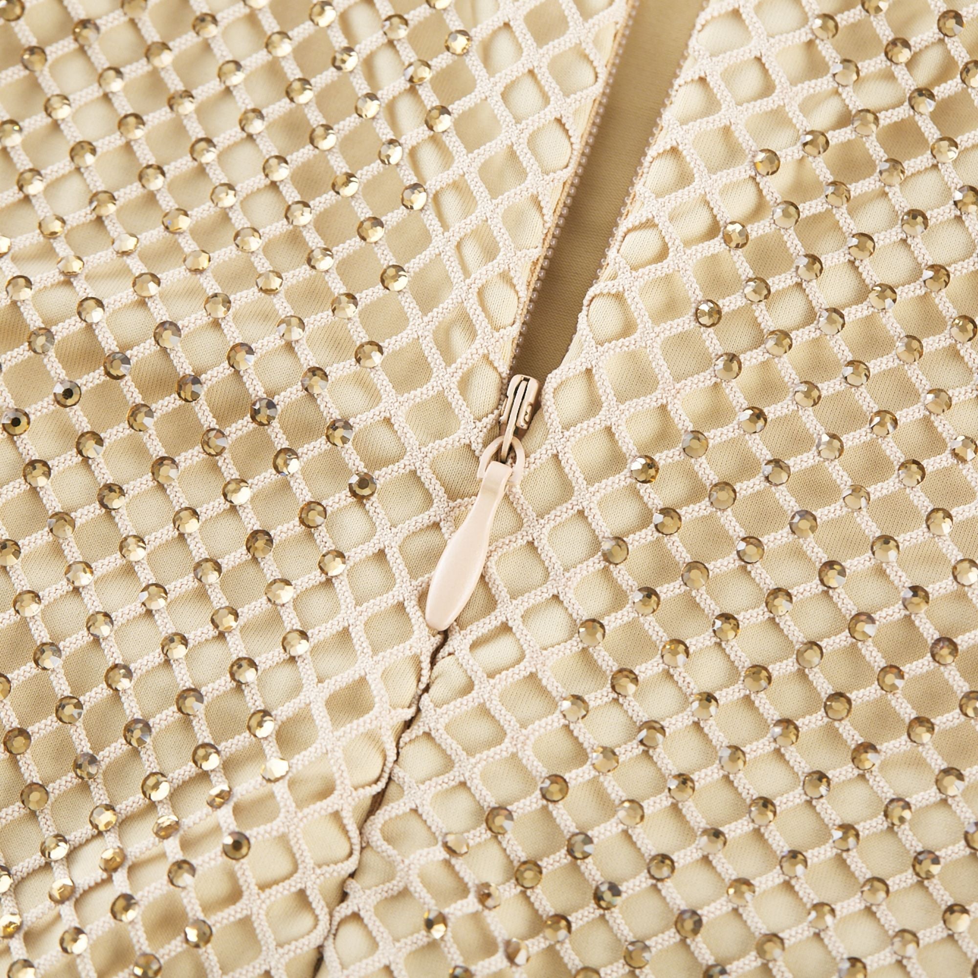 Χρυσό Φόρεμα Μίντι Διακοσμημένο Με Κρύσταλλα Δελφίνι