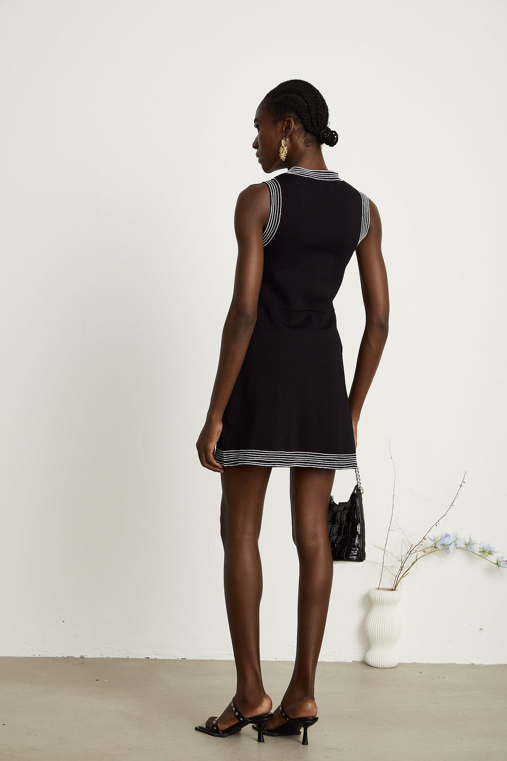 Μίνι Φόρεμα Colette Με Ρίγες Και Print Σε Αντίθεση