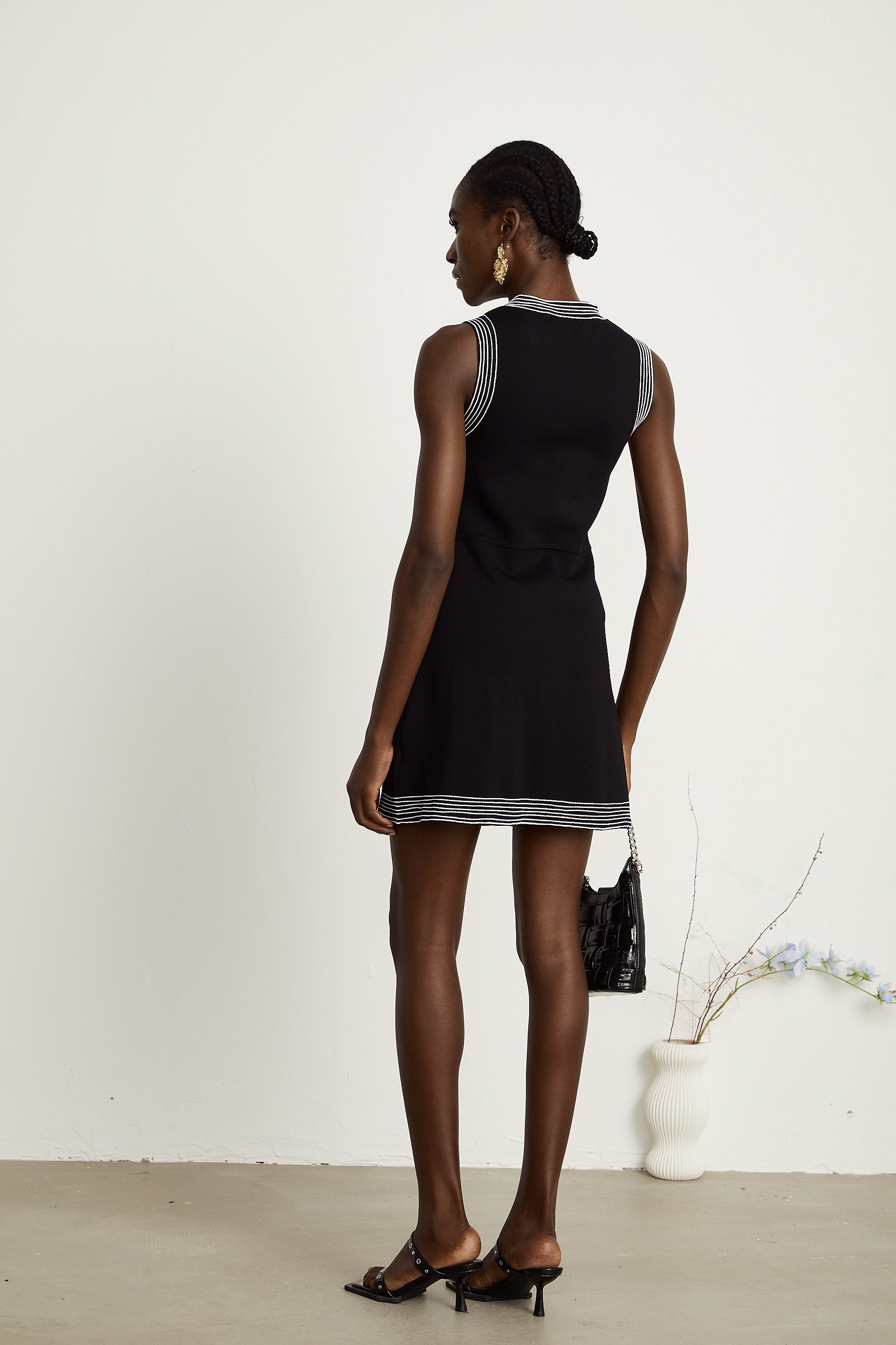 Μίνι Φόρεμα Colette Με Ρίγες Και Print Σε Αντίθεση