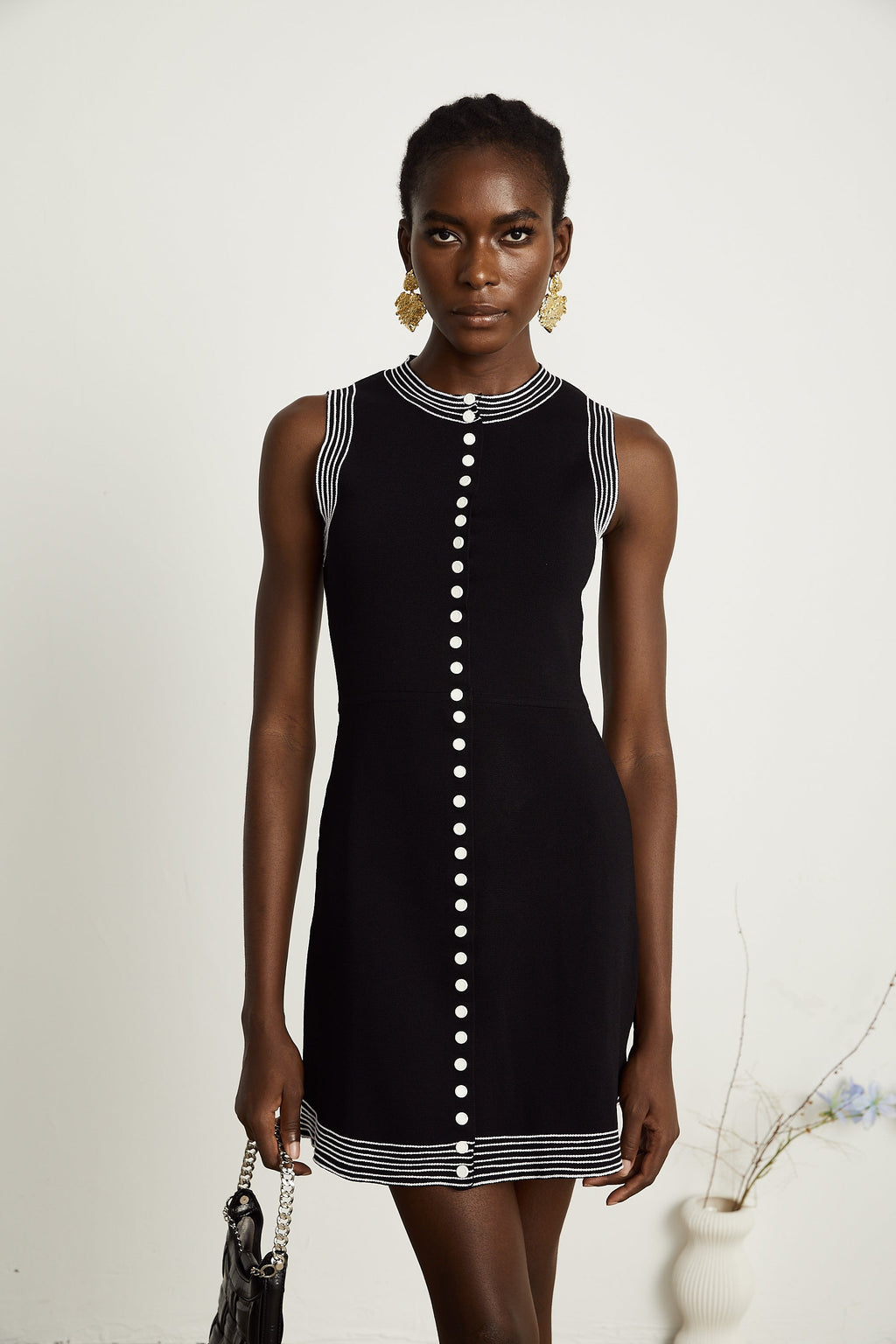 Μίνι Φόρεμα Colette Με Ρίγες Και Print Σε Αντίθεση