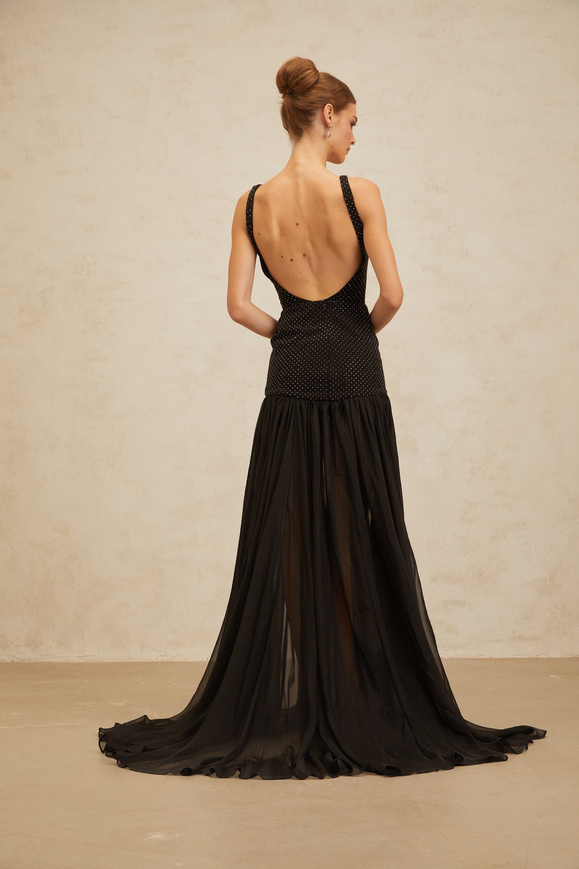 Μαύρο Κορμάκι Estelle Με Στρας Και Διακόσμηση