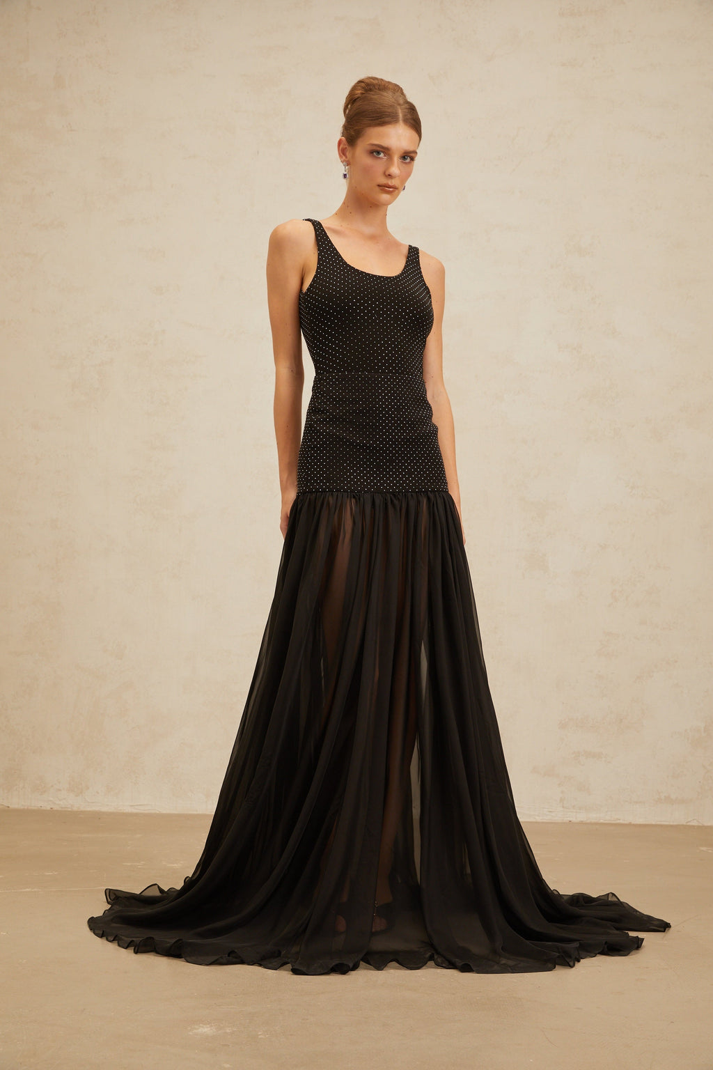 Μαύρο Κορμάκι Estelle Με Στρας Και Διακόσμηση